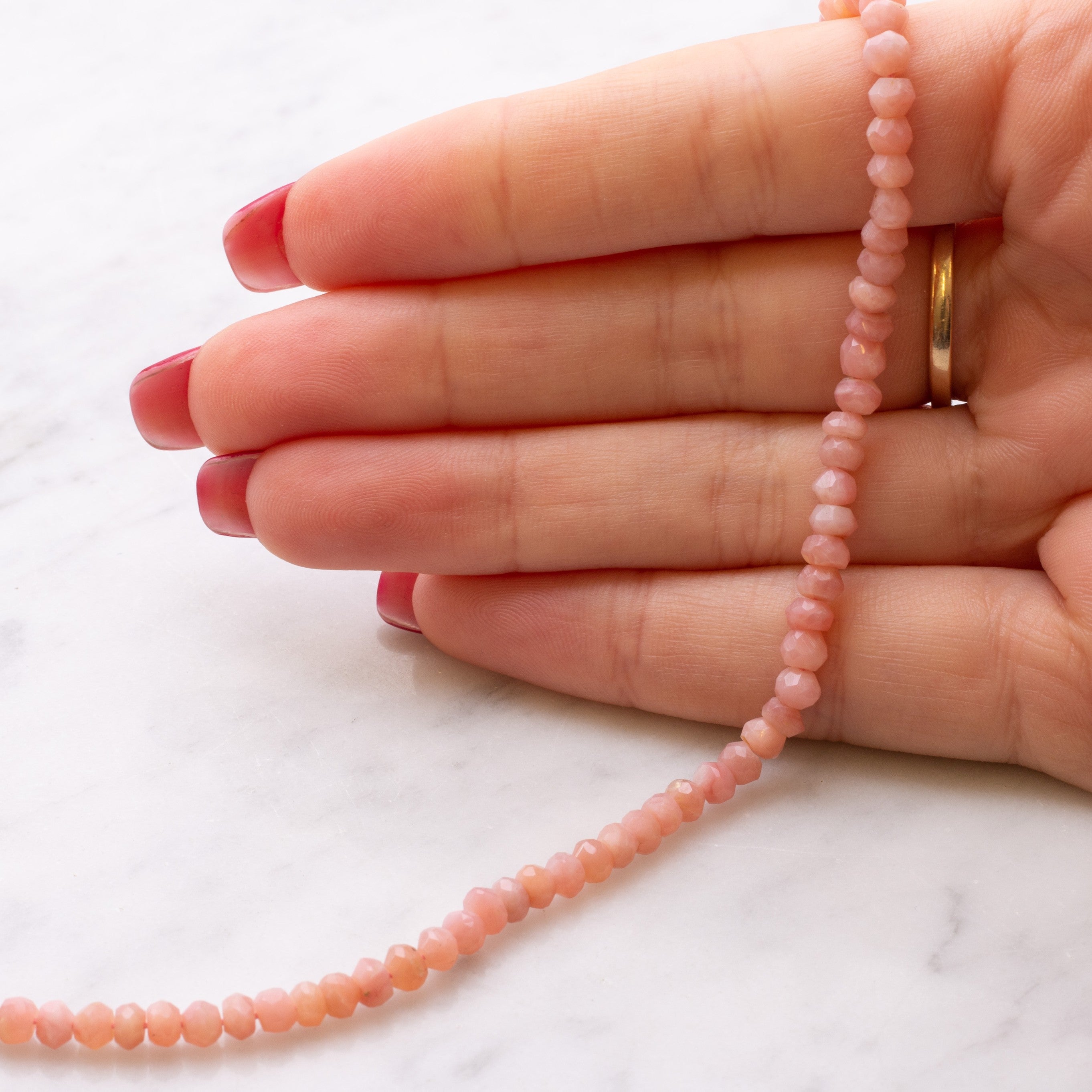 Pink Opal Faceted Rondelle Beads Approx 4mm
