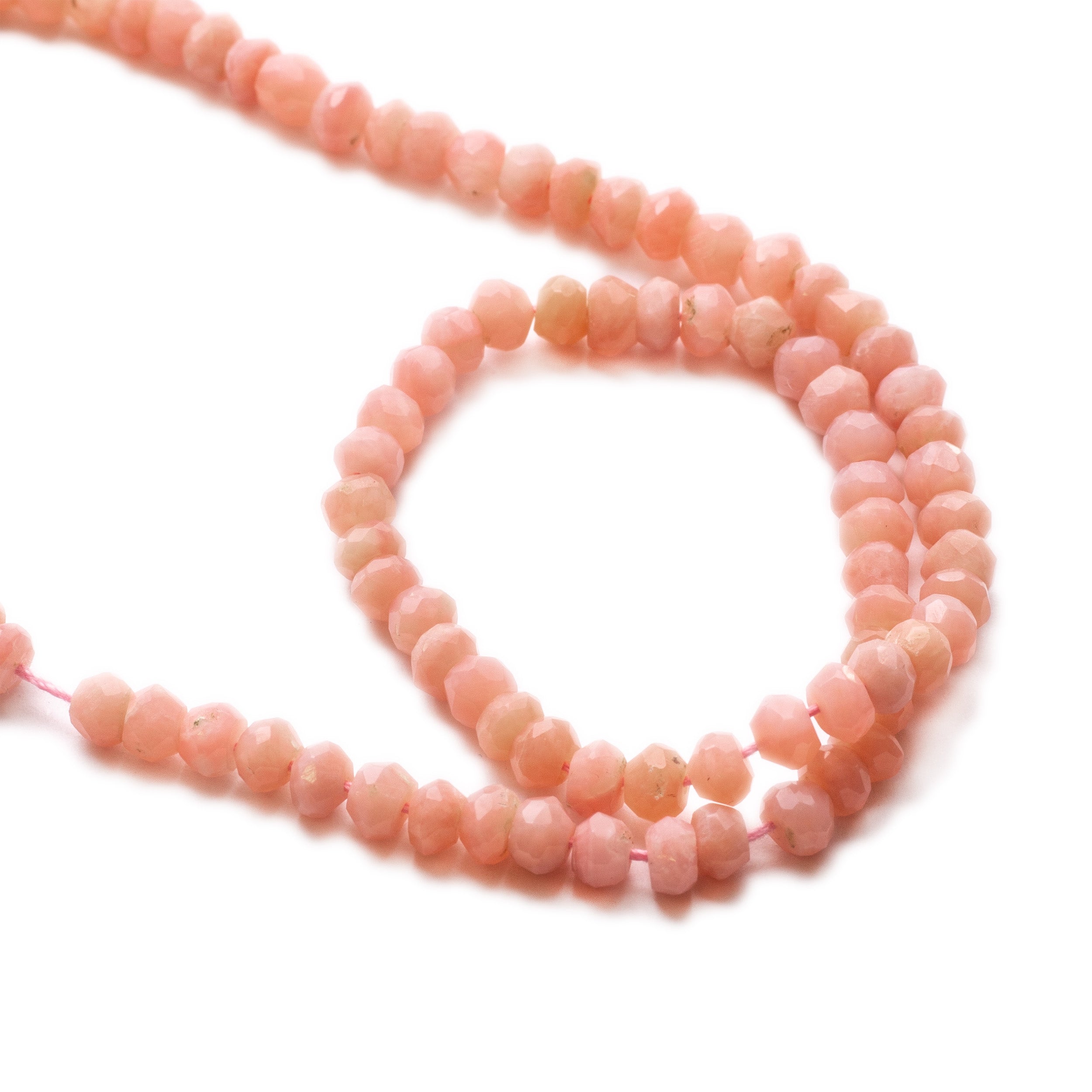 Pink Opal Faceted Rondelle Beads Approx 4mm