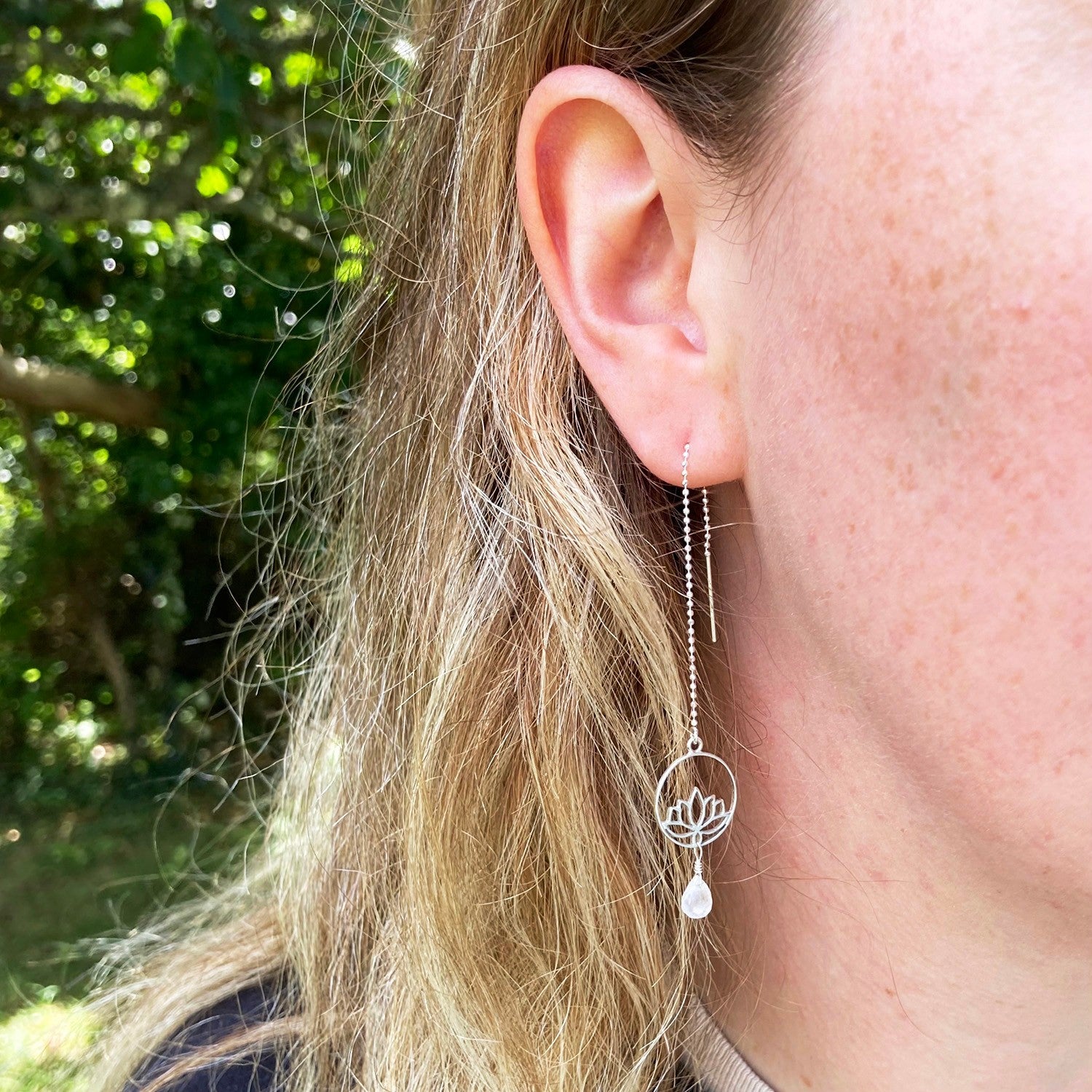 Sterling Silver Bead Chain Threader Earrings Pair