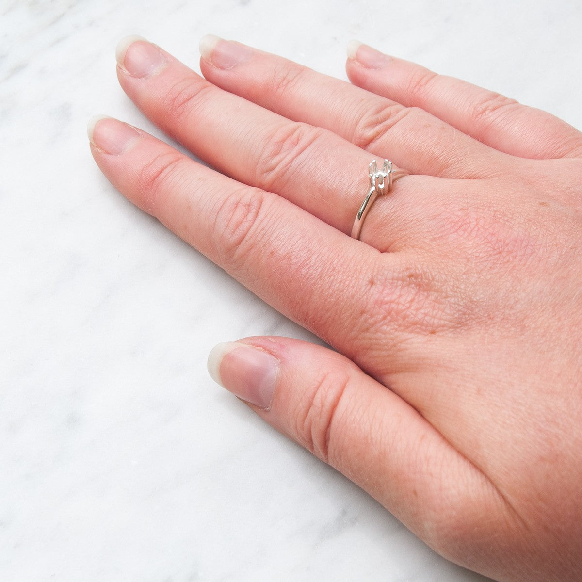 Sterling Silver Claw Ring For 5mm Square Faceted Stone