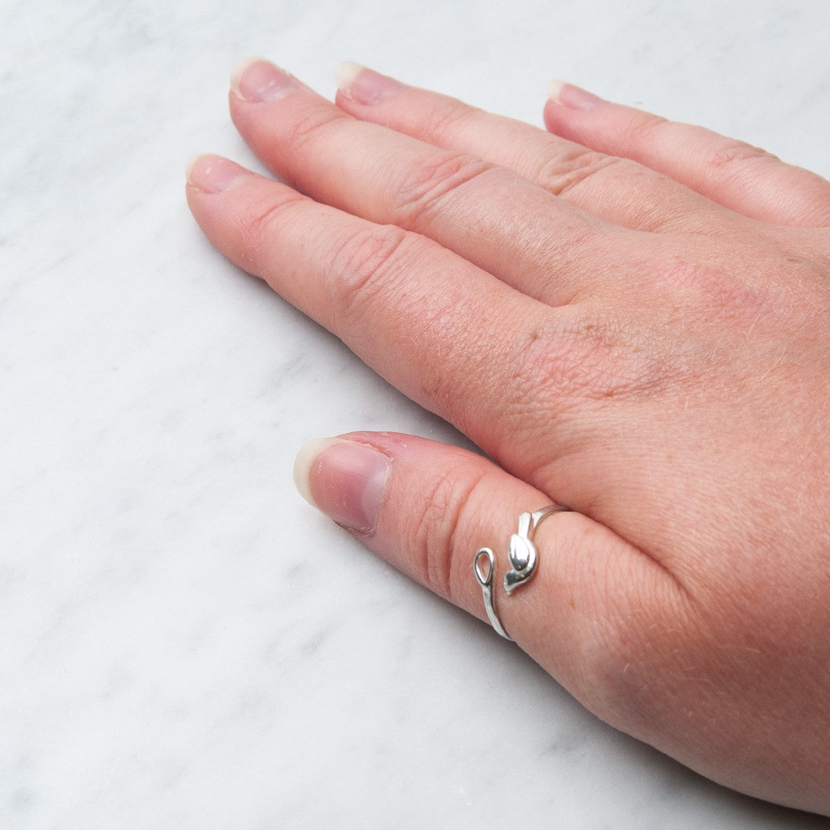 Sterling Silver Adjustable Magpie Ring With Loop