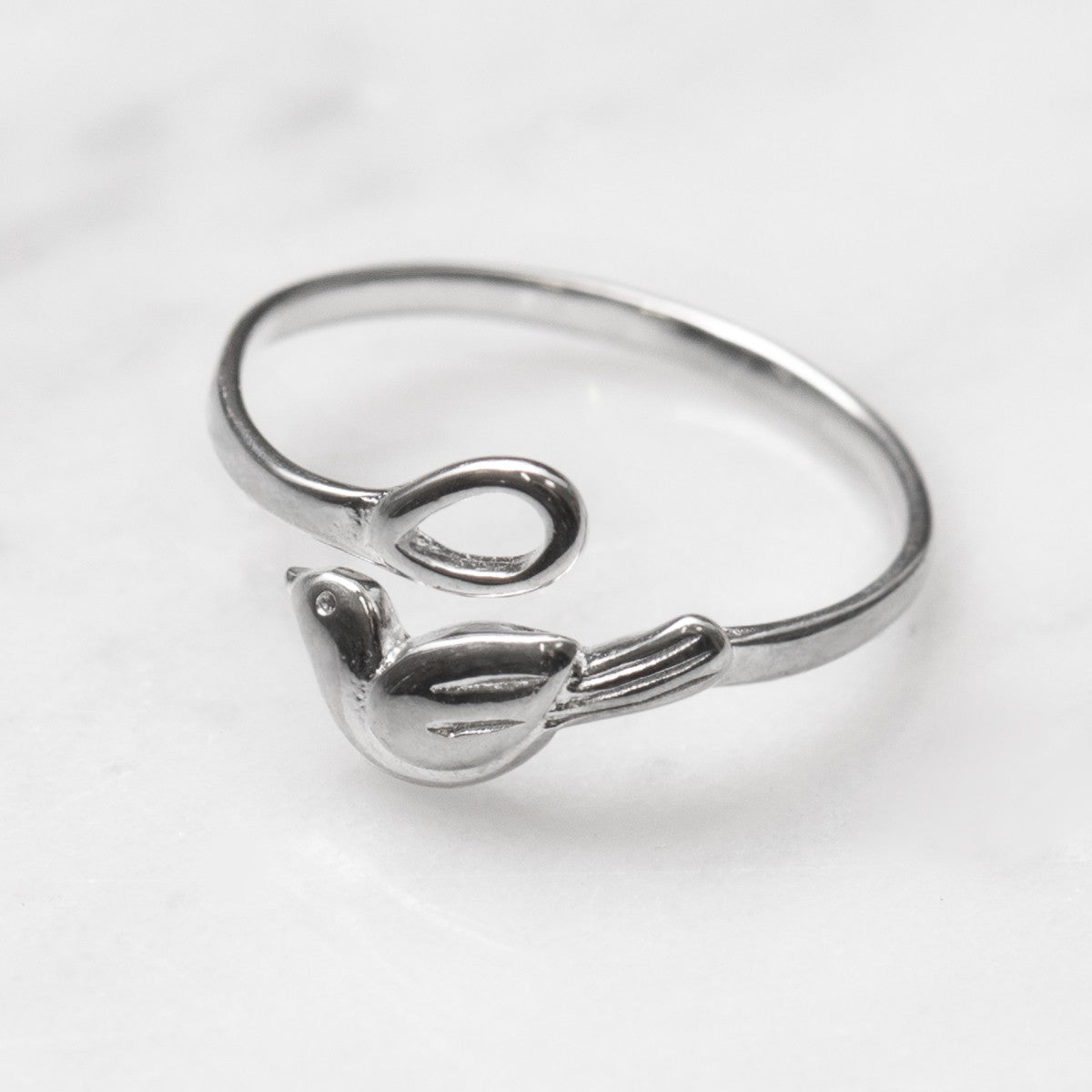 Sterling Silver Adjustable Magpie Ring With Loop
