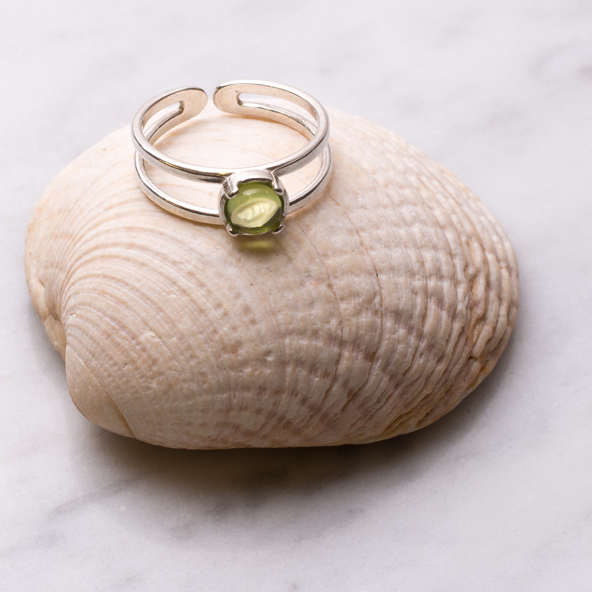 Sterling Silver Adjustable Ring With Decorative Claw For 5mm Round Cabochon