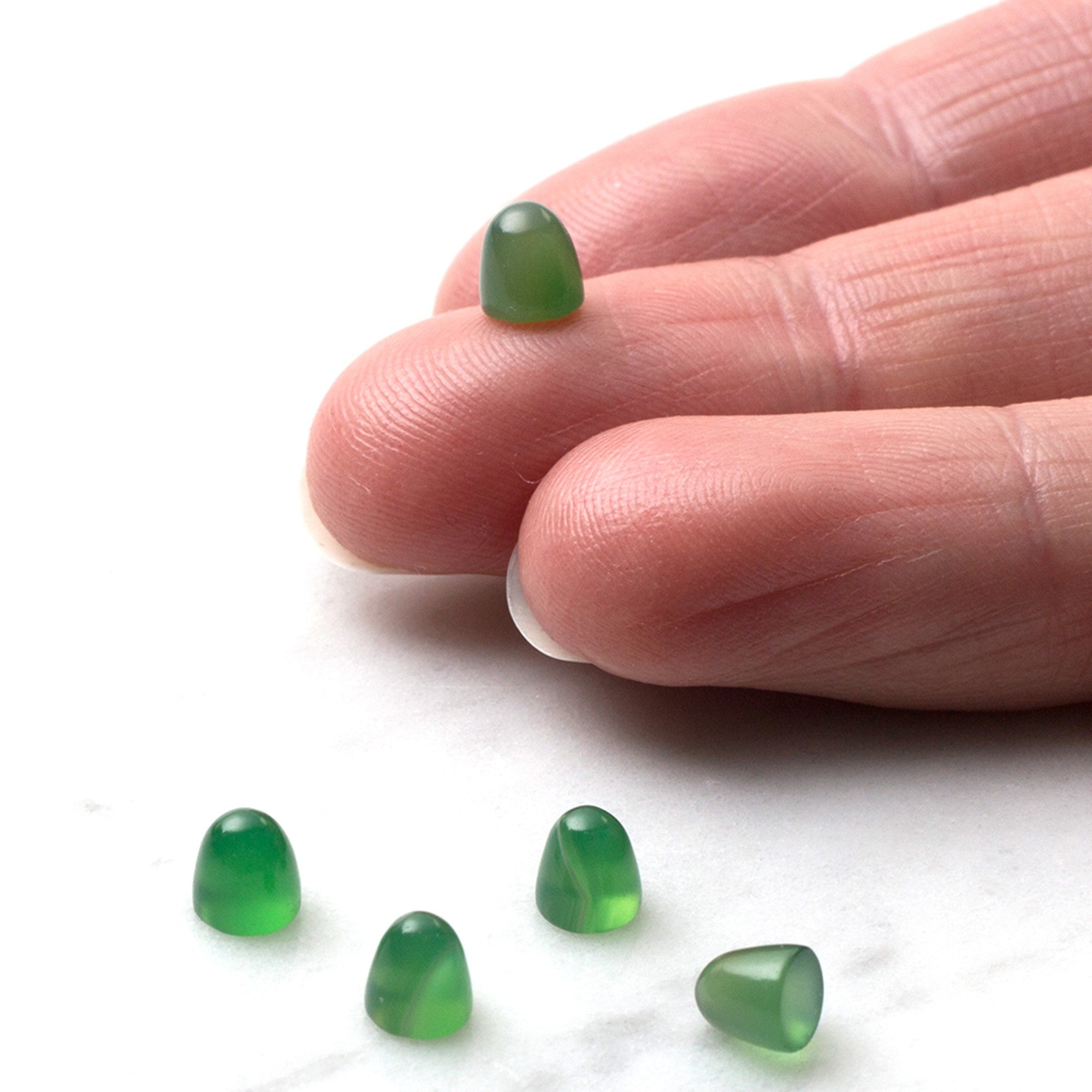 Green Agate Bullet Shaped Cabochons Approx 5mm