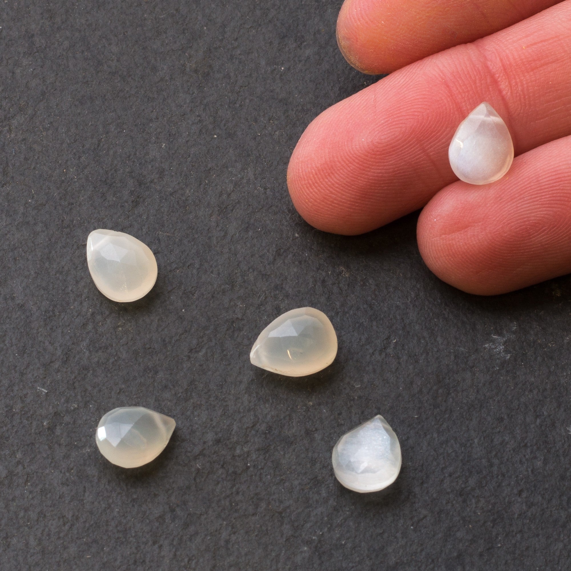 White Moonstone Faceted Teardrop Briolette Beads Approx 9mm