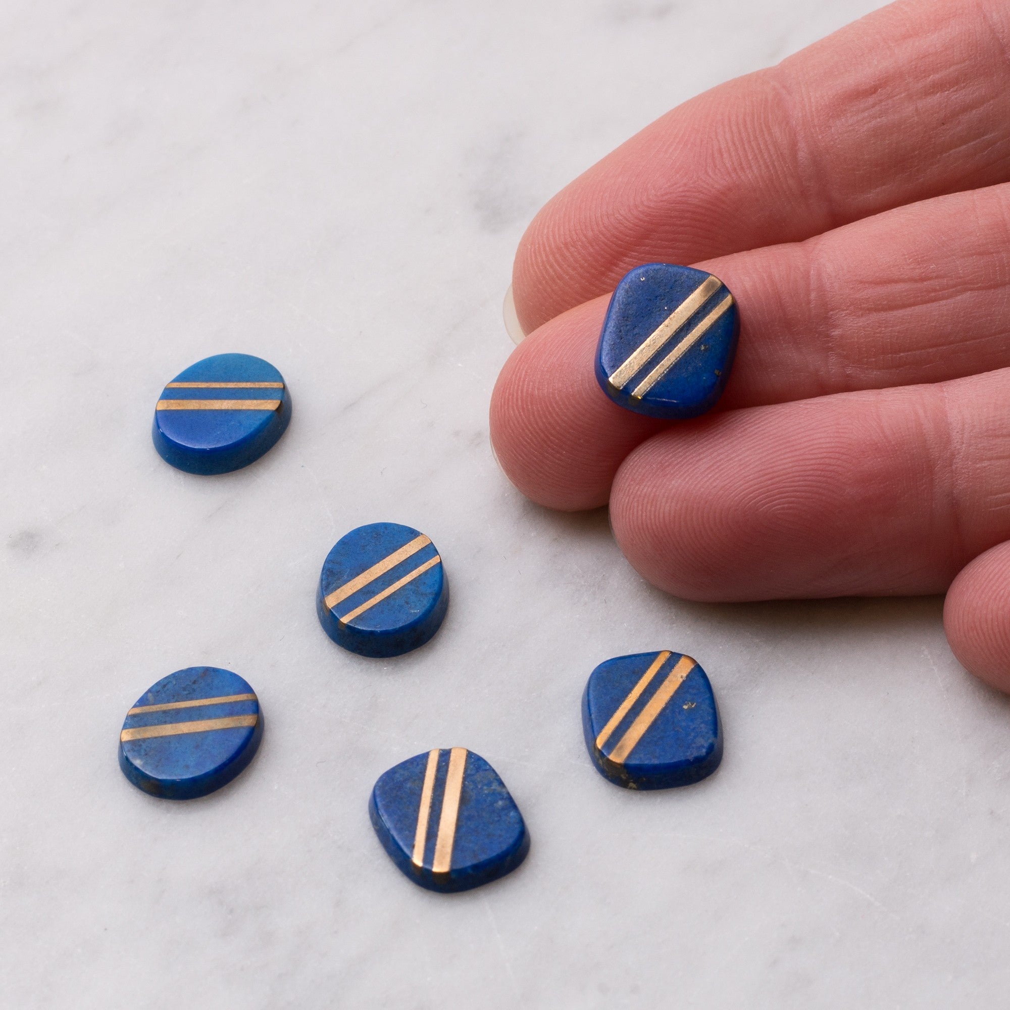 9ct Gold Lapis Lazuli Flat Plate Cabochons