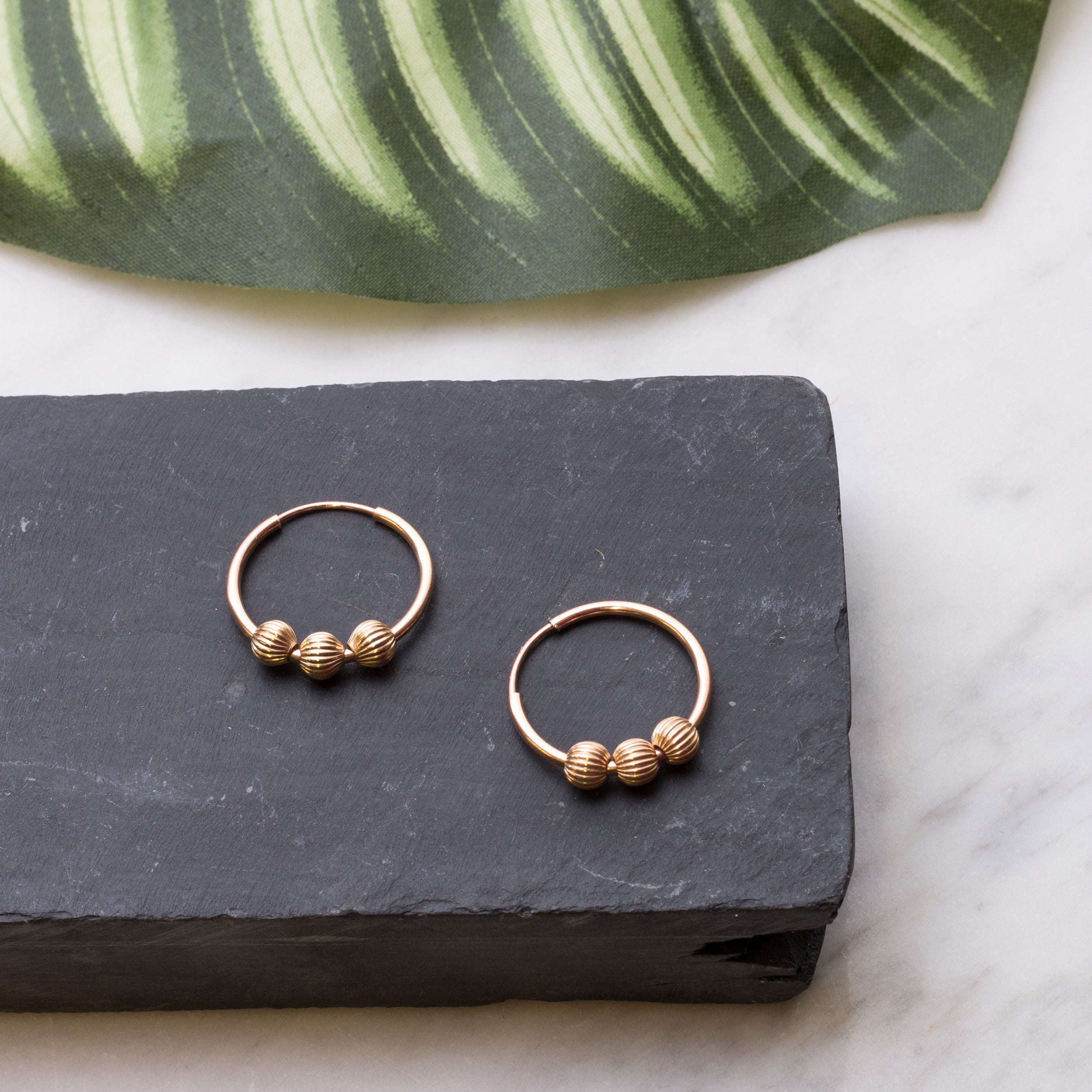 9ct Gold Corrugated Round Beads Approx 4mm Round