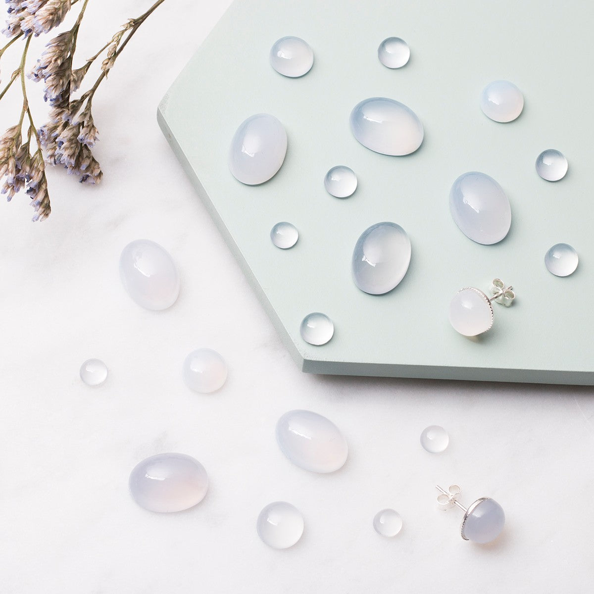 Natural Blue Chalcedony Cabochons