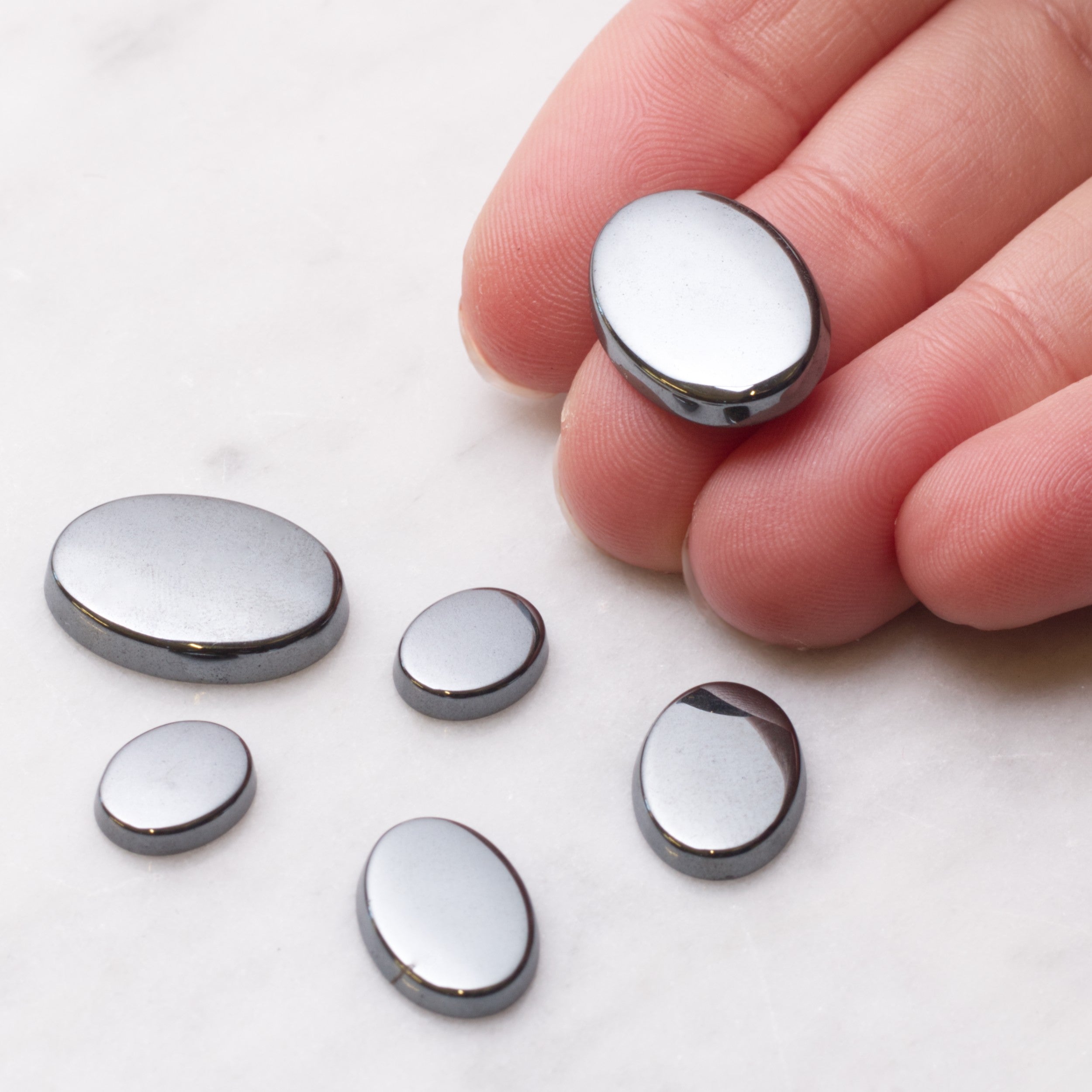 Hematite Flat Plate Oval Cabochons
