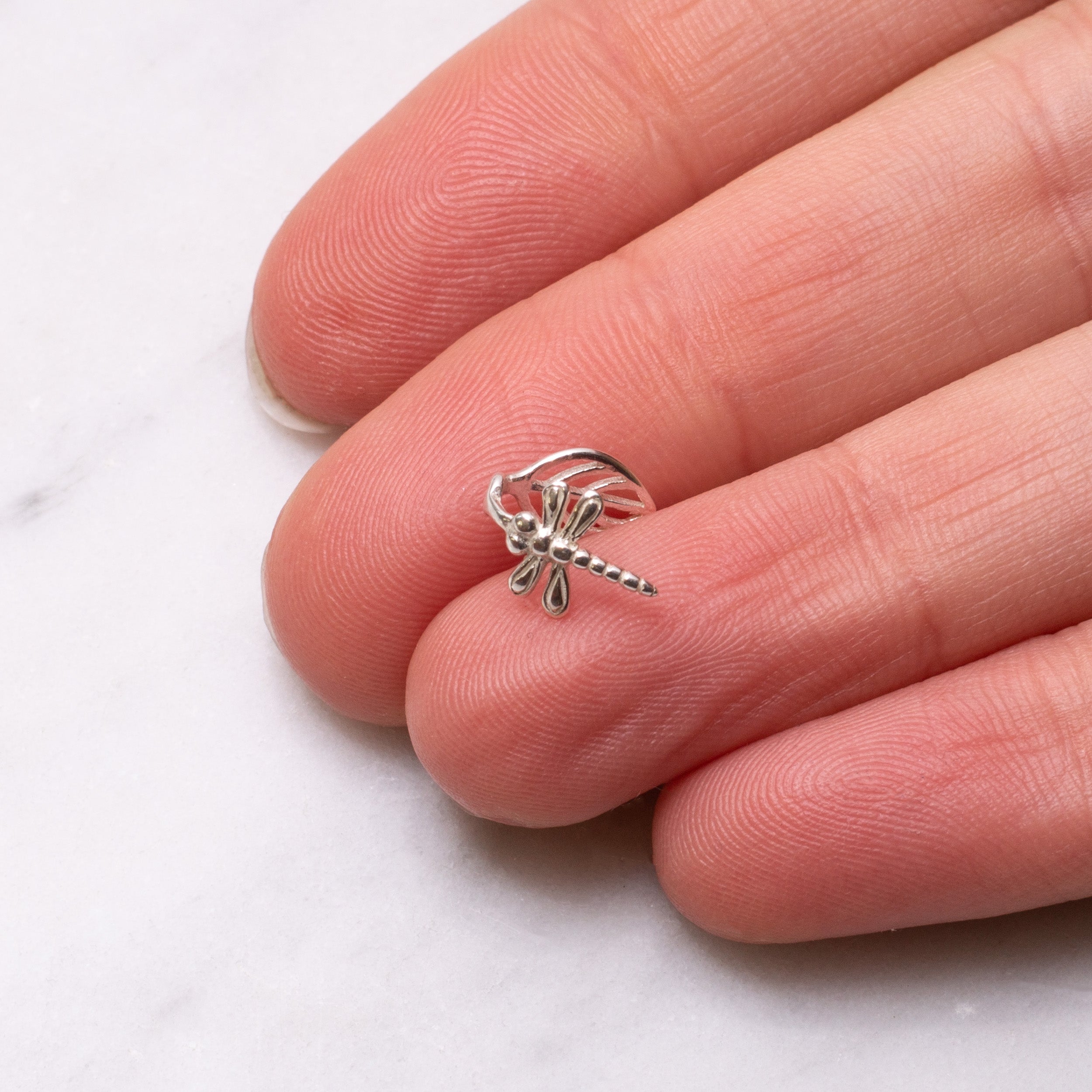 Sterling Silver Dragonfly And Leaf Bead Cap