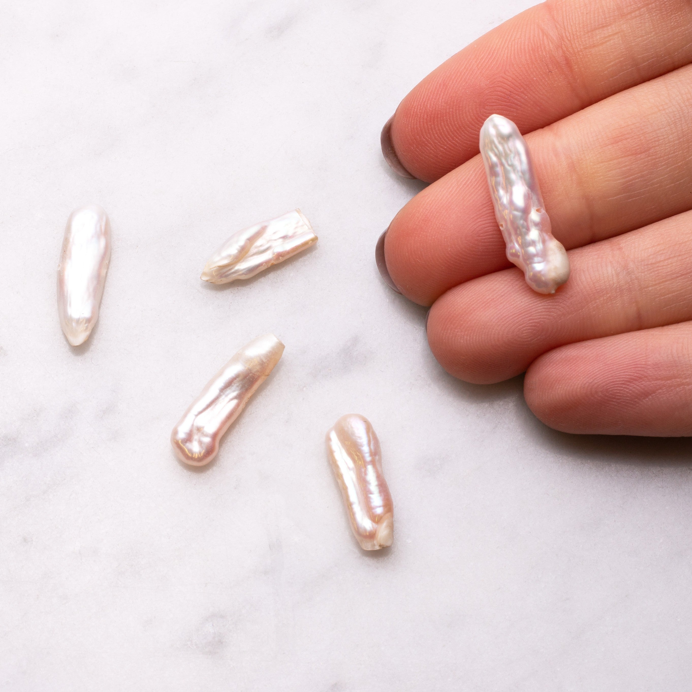 Cultured Freshwater Centre Drilled Biwa Stick Blush Pink Pearls Approx 10mm