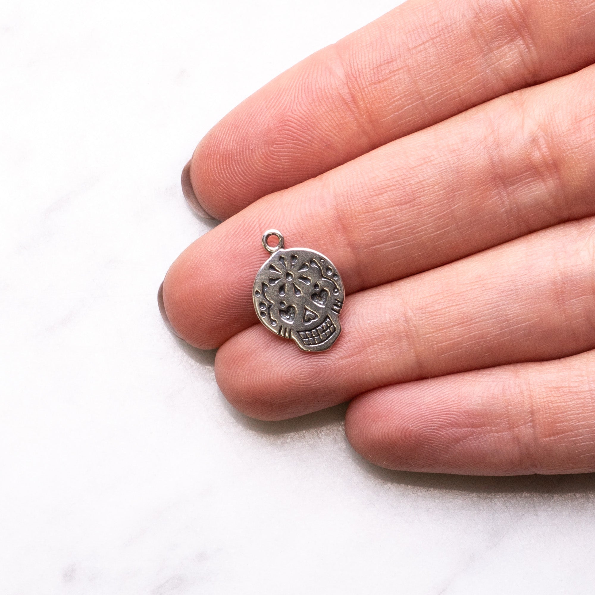 Sterling Silver Sugar Skull Charm