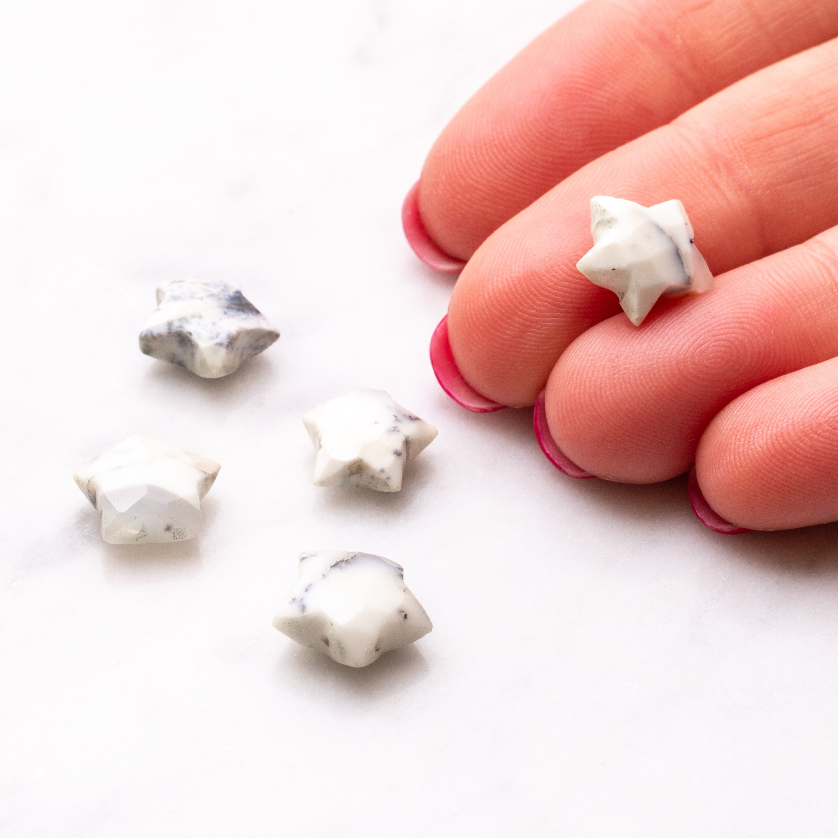 Dendrite Opal Faceted Star Shape Beads Approx 9.5mm