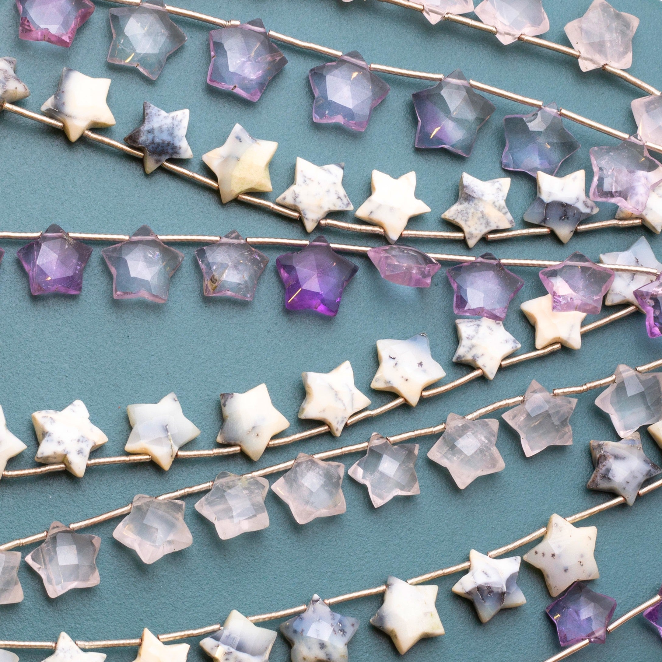 Dendrite Opal Faceted Star Shape Beads Approx 9.5mm