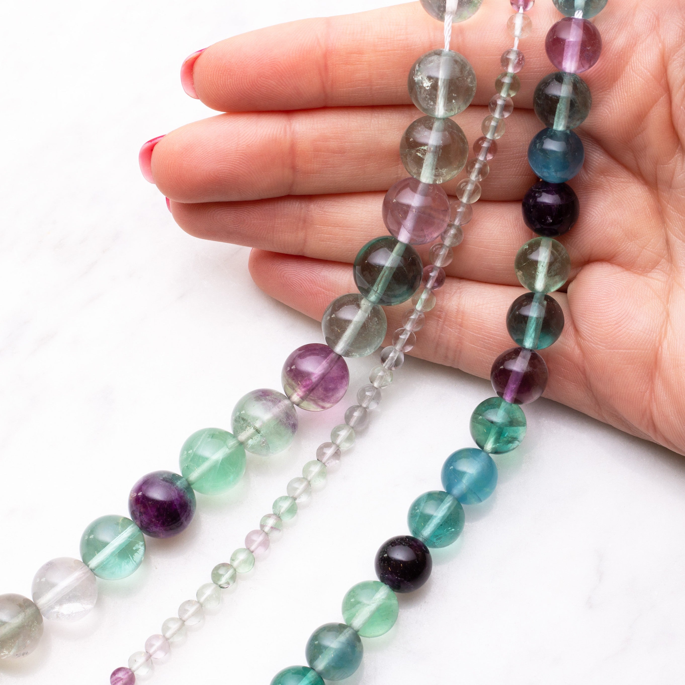 Rainbow Fluorite Round Beads