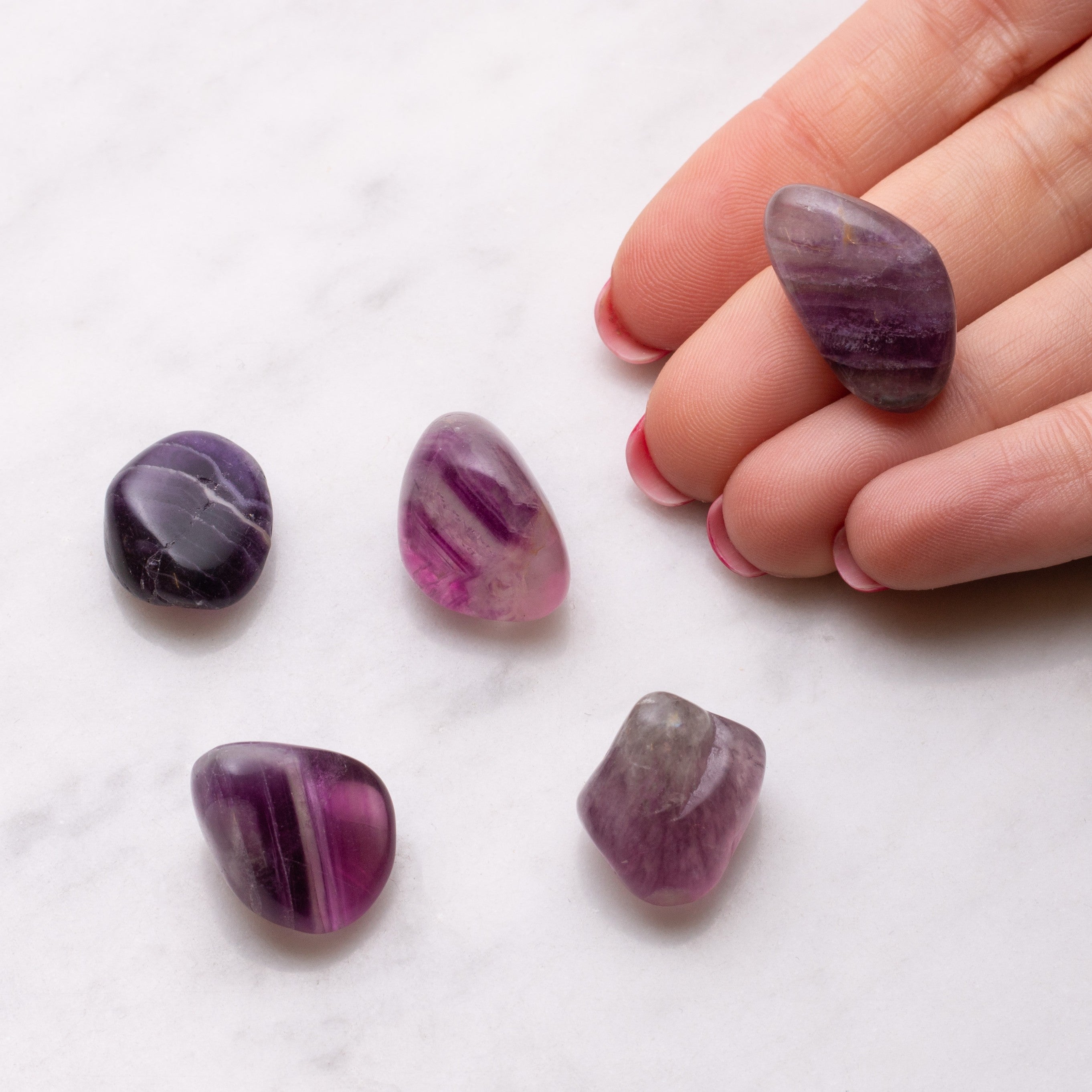 Purple Fluorite Tumbled Polished Stones 5pk Stones