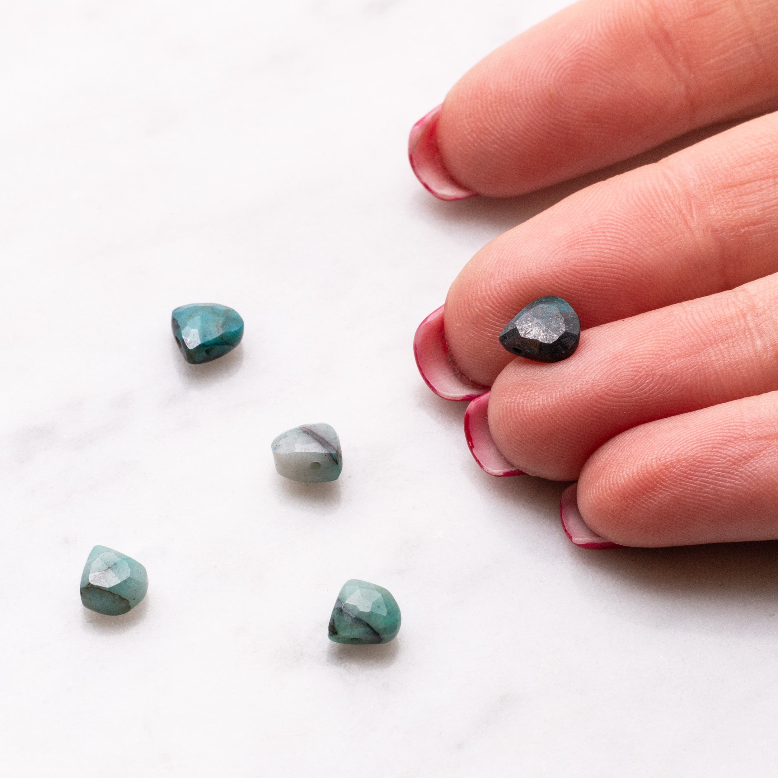 Chrysocolla Faceted Heart Briolette Beads Approx 6mm pk10 Beads