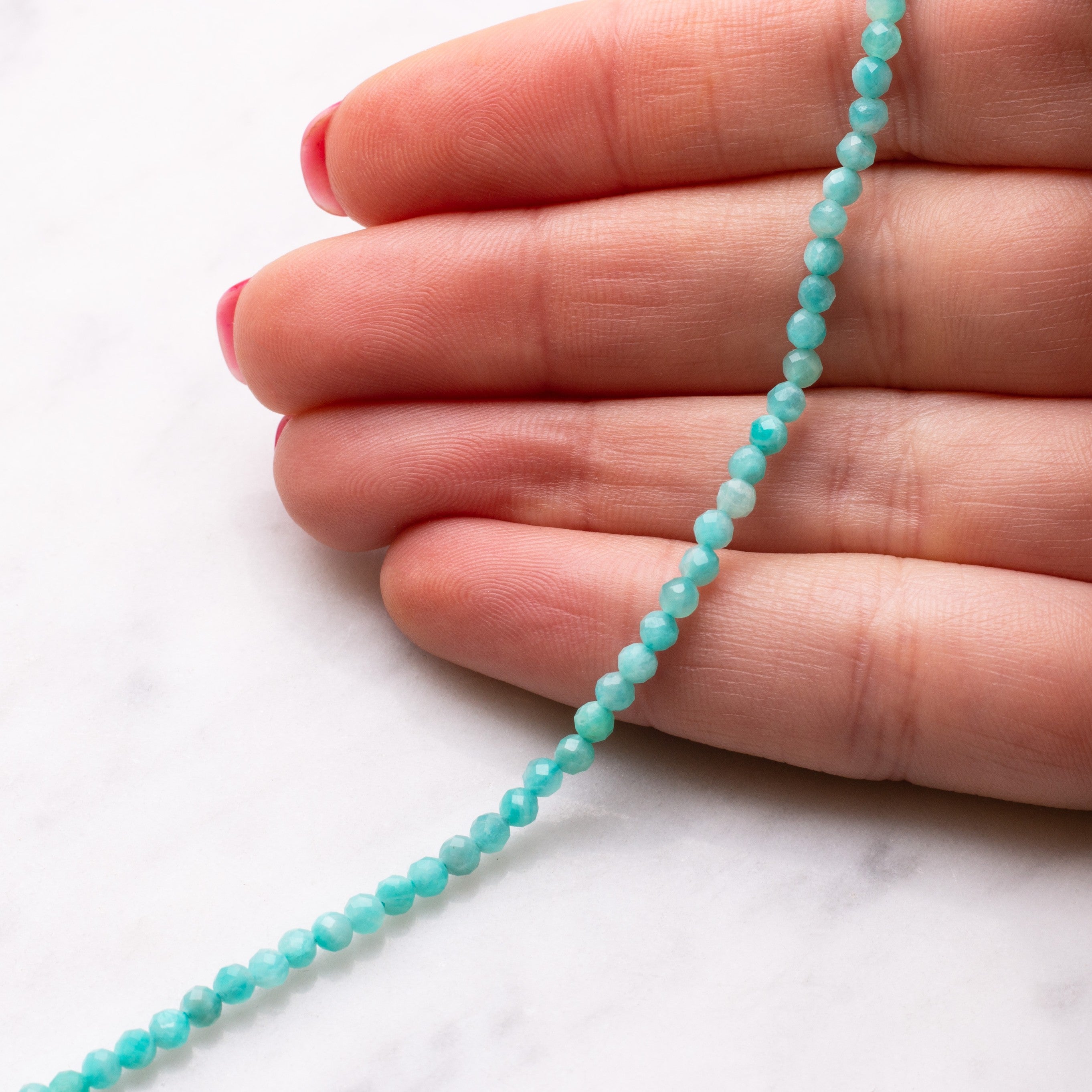 Amazonite Micro Faceted Round Beads Approx 3mm