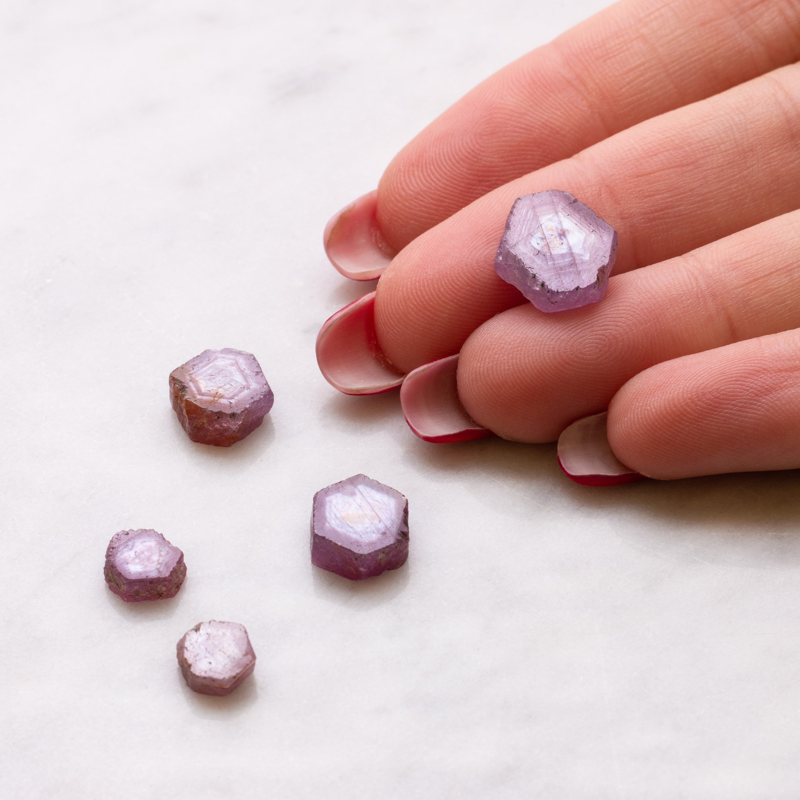 Natural Ruby Crystal Hexagon Slices Undrilled