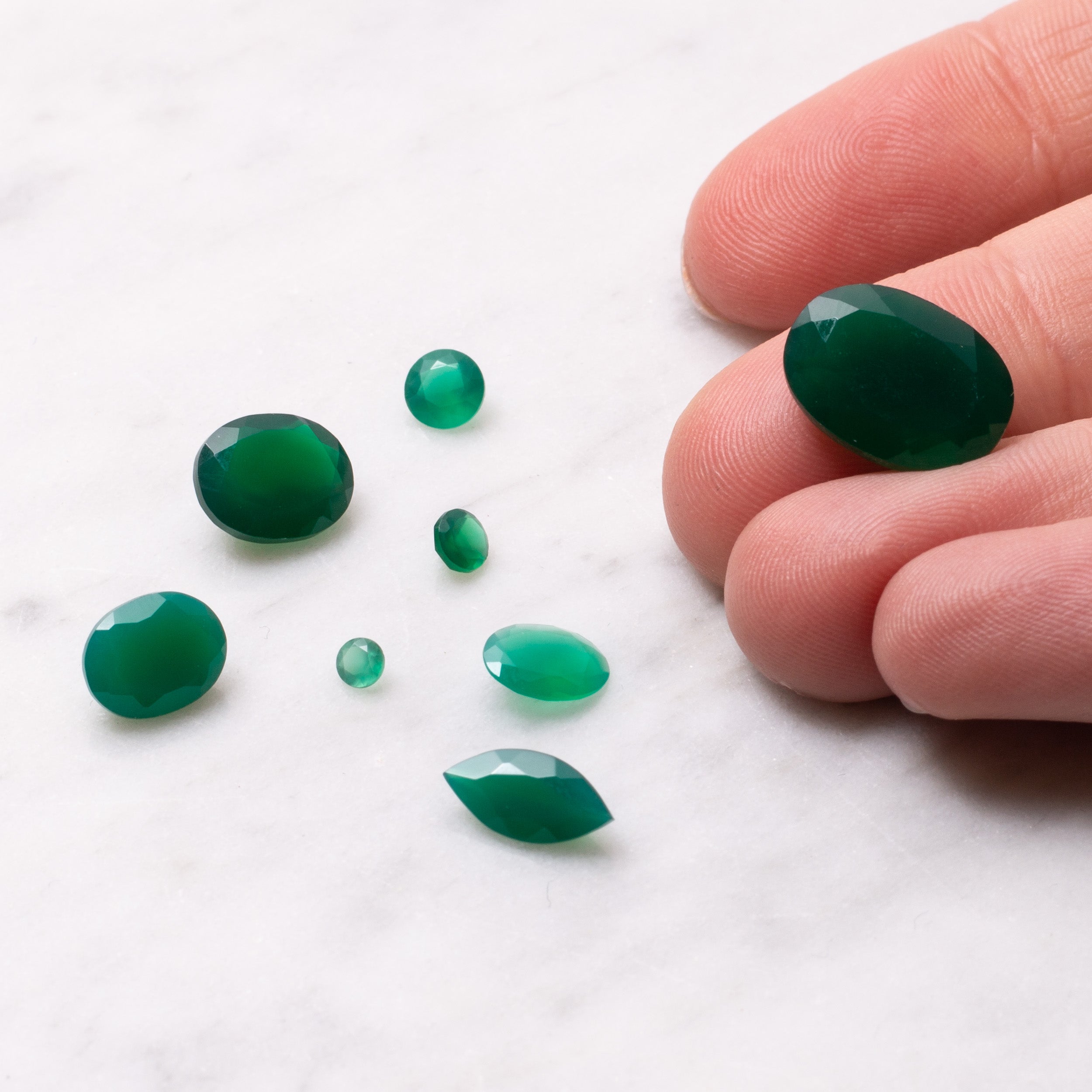 Green Agate Faceted Stones