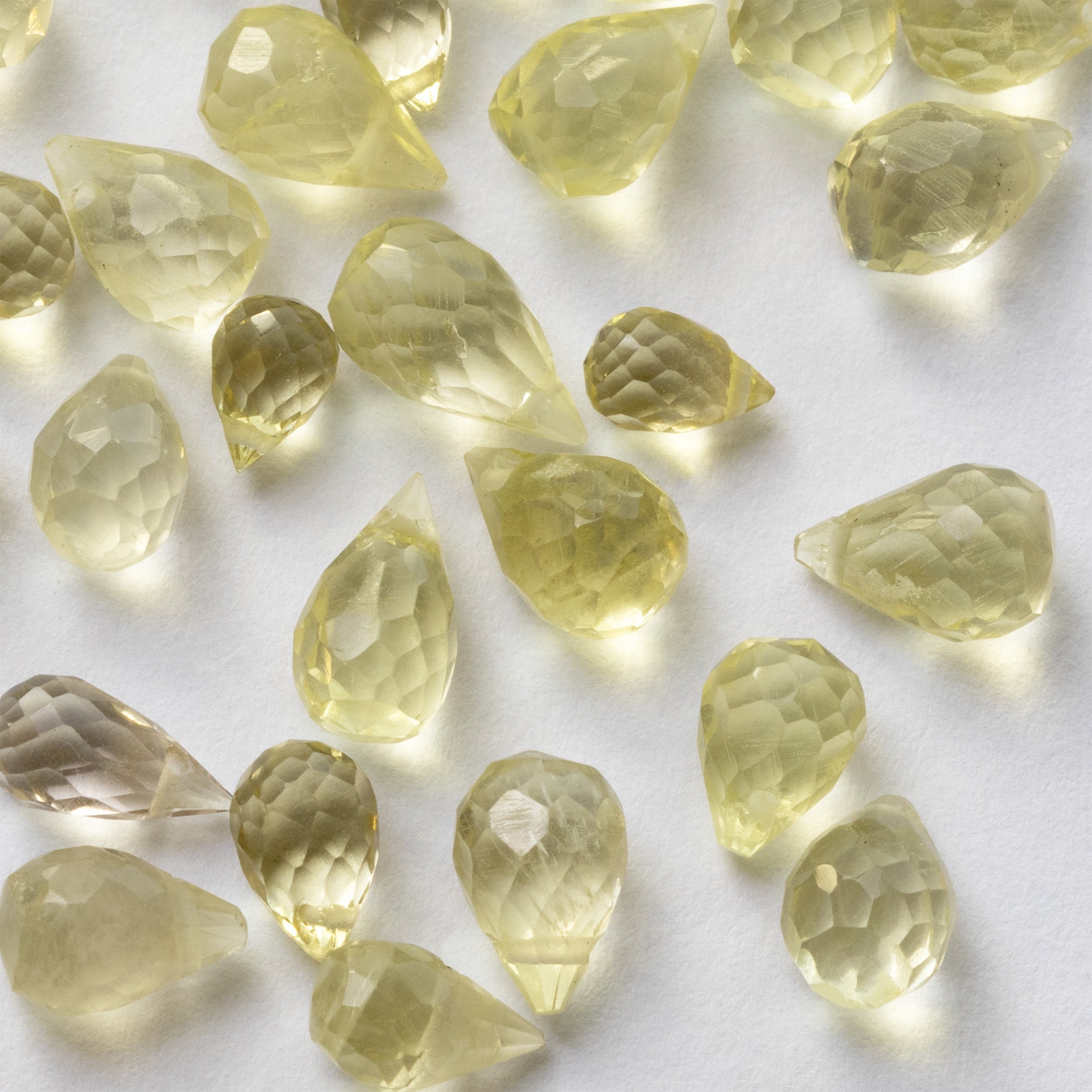 Lemon Quartz Faceted Drop Briolette Beads Approx 5mm pk10 Beads