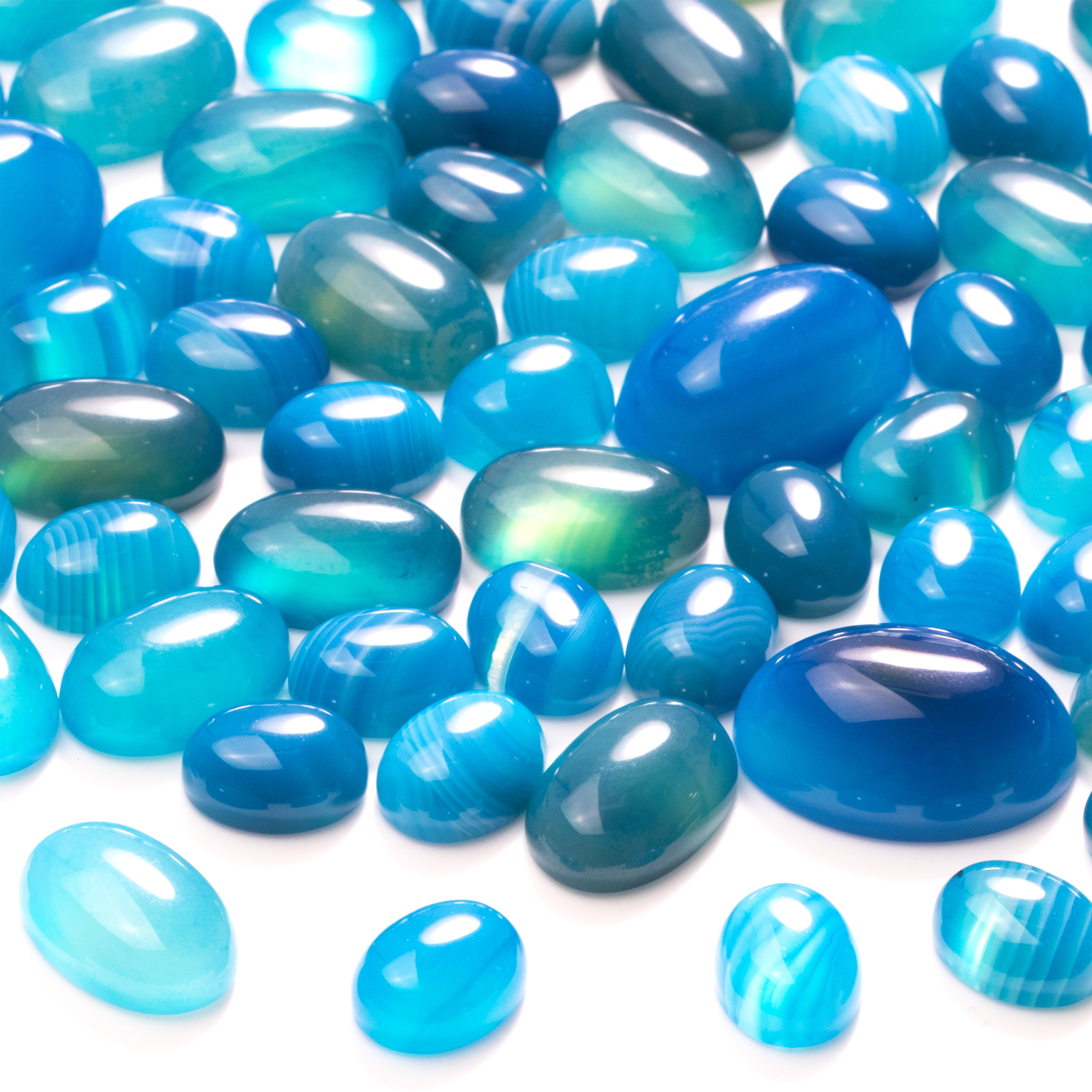 Blue Banded Agate Gemstone Cabochons