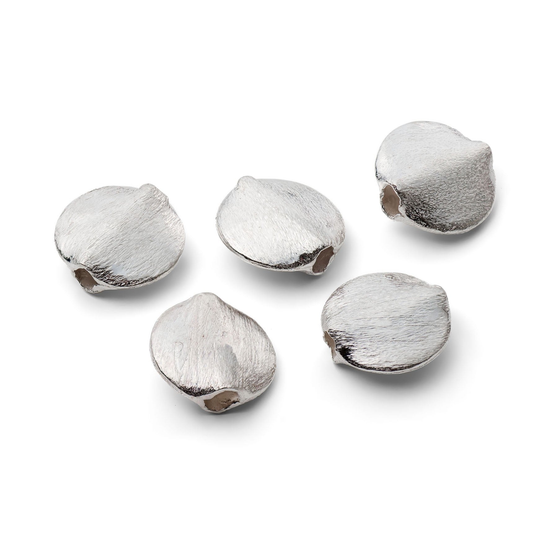 Sterling Silver Brushed Finish Coin Beads Approx 10mm