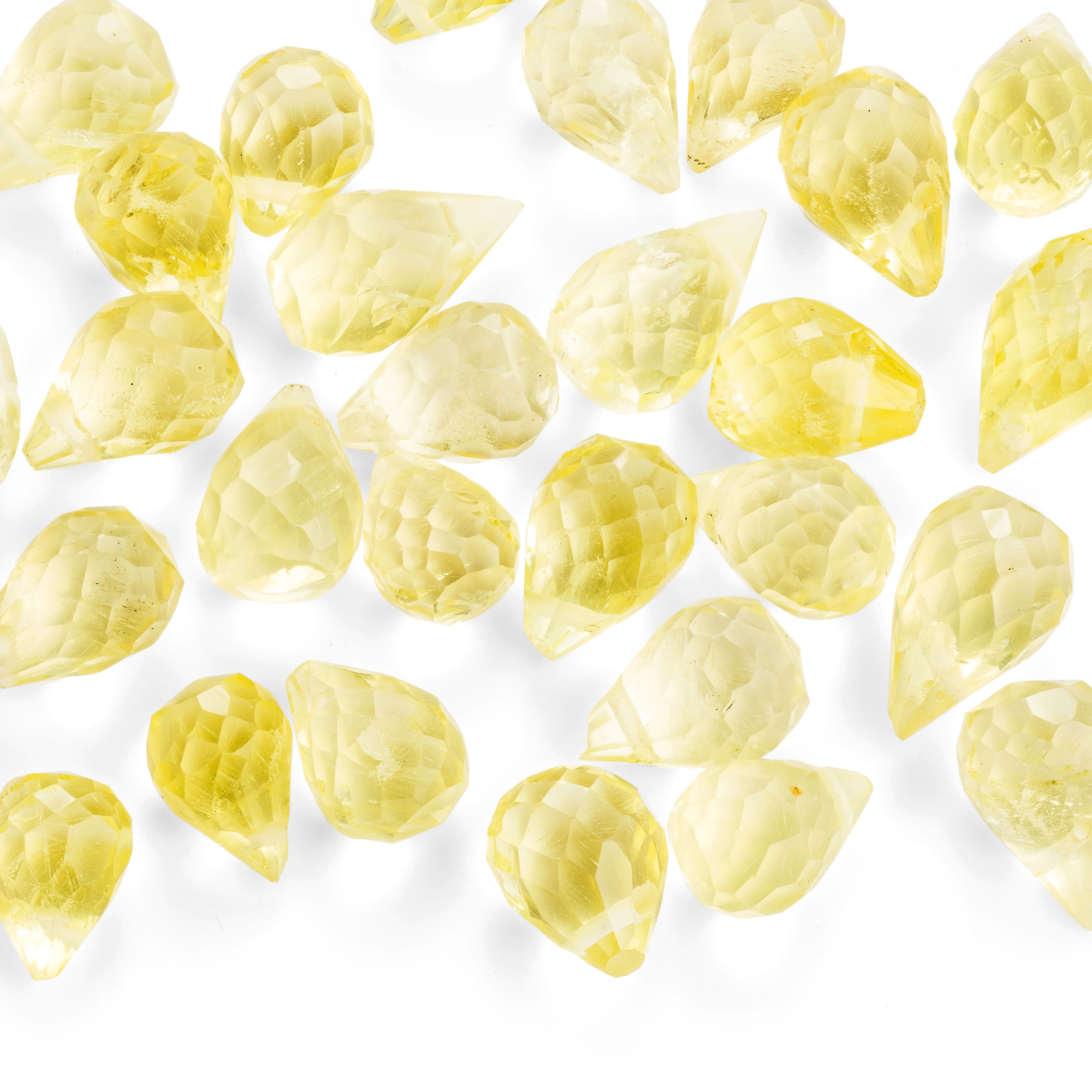 Lemon Quartz Faceted Drop Briolette Beads Approx 5mm pk10 Beads