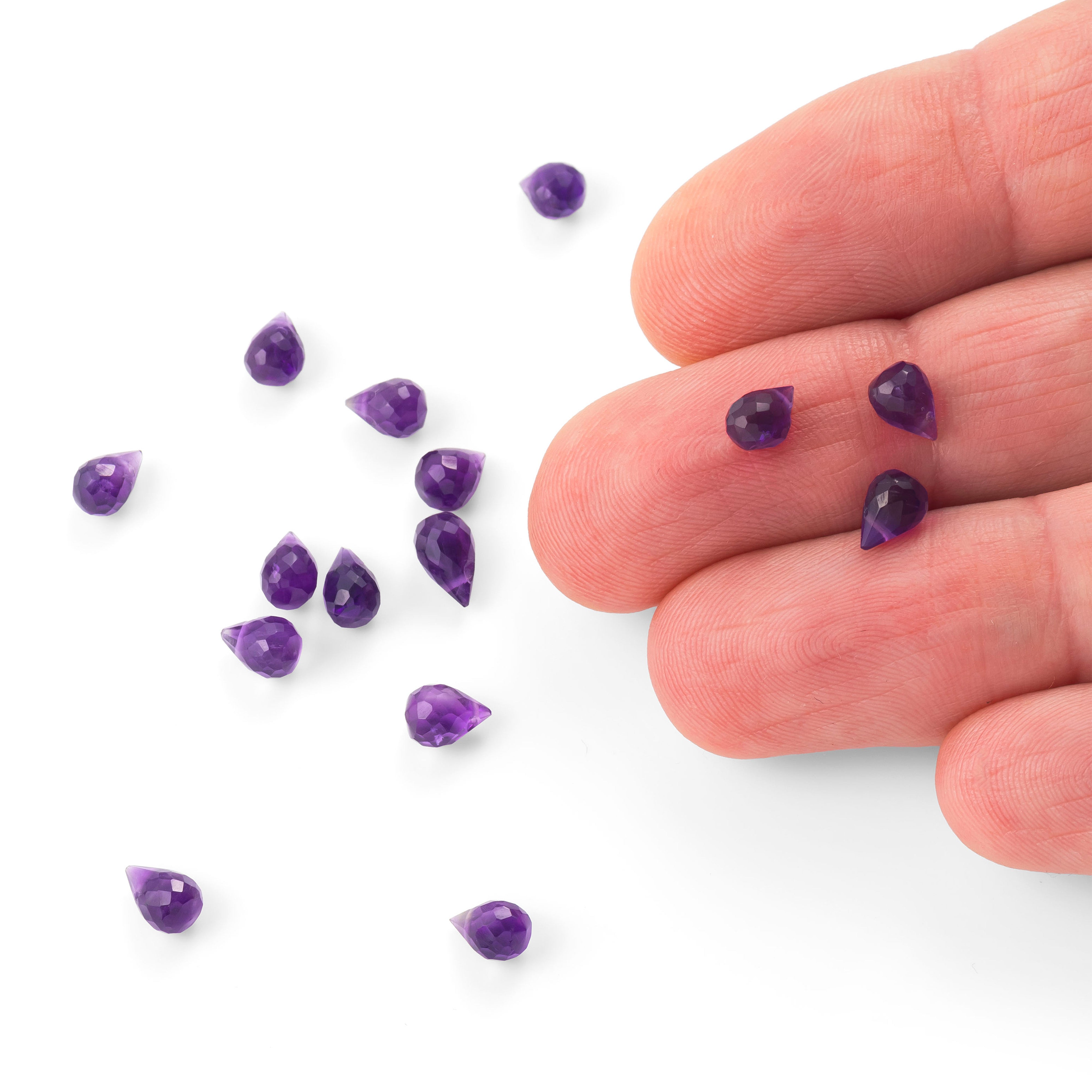 Amethyst Faceted Drop Briolette Beads Approx 6x4mm pk10 Beads