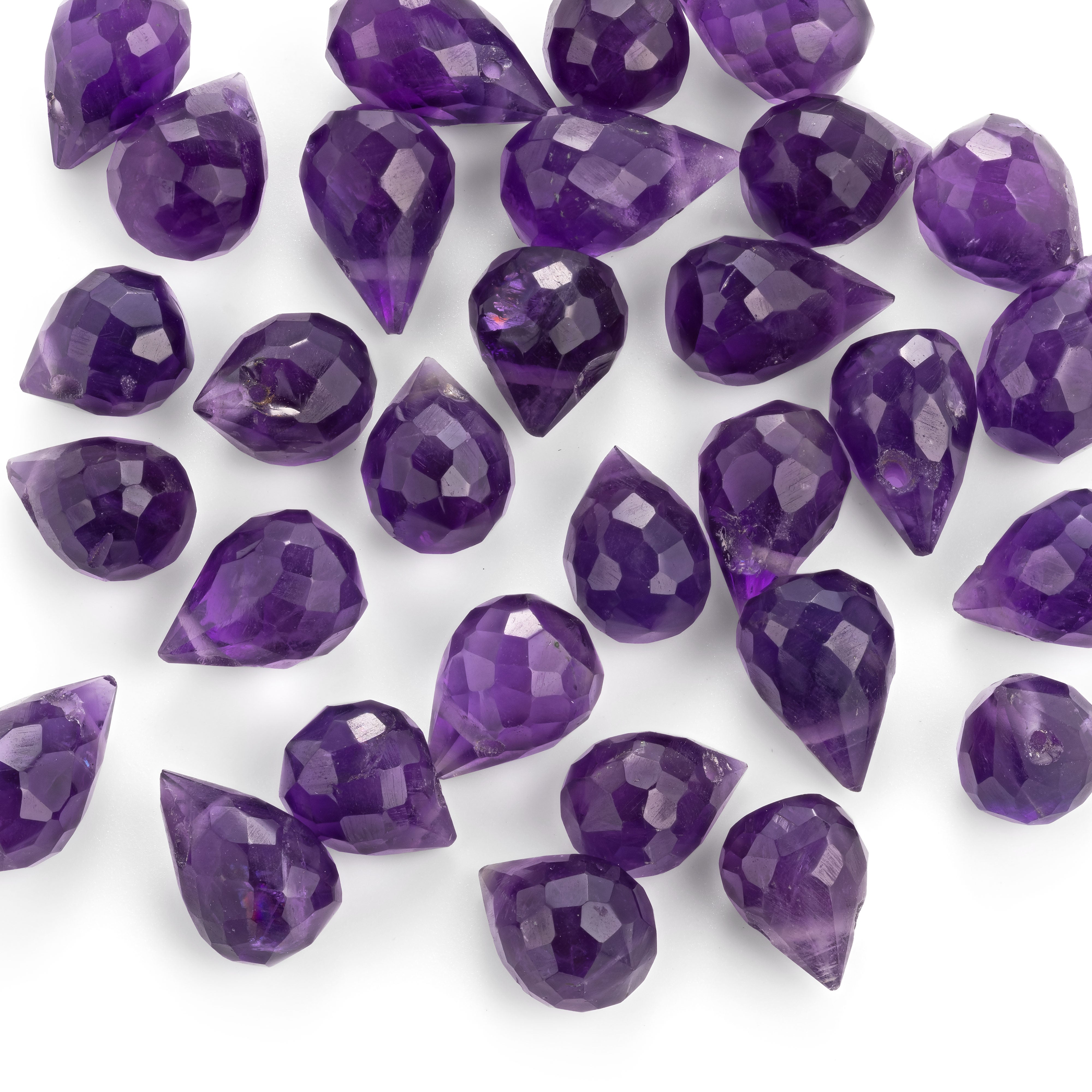 Amethyst Faceted Drop Briolette Beads Approx 6x4mm pk10 Beads