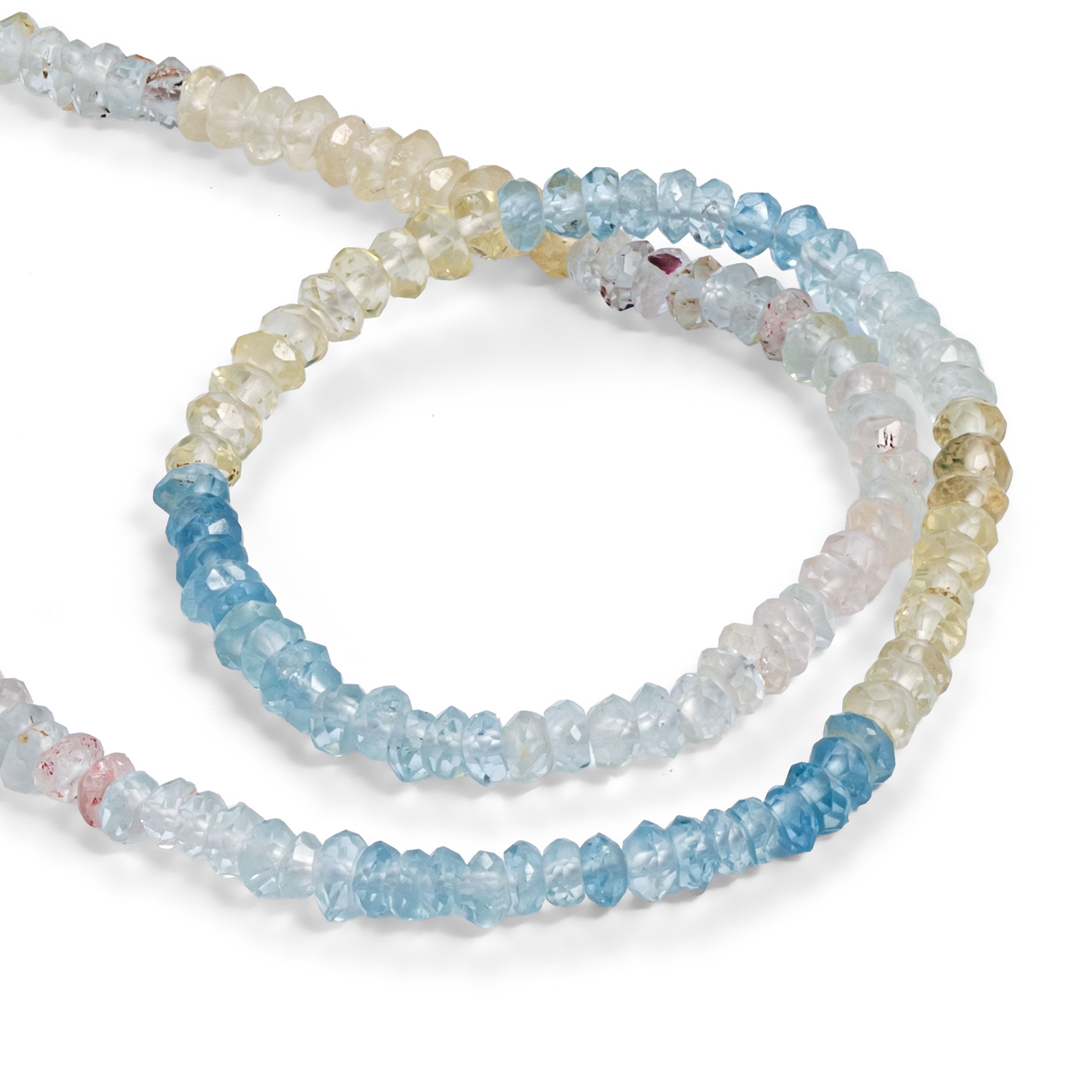 Multicoloured Aquamarine Faceted Rondelle Beads Approx 3x1.5mm