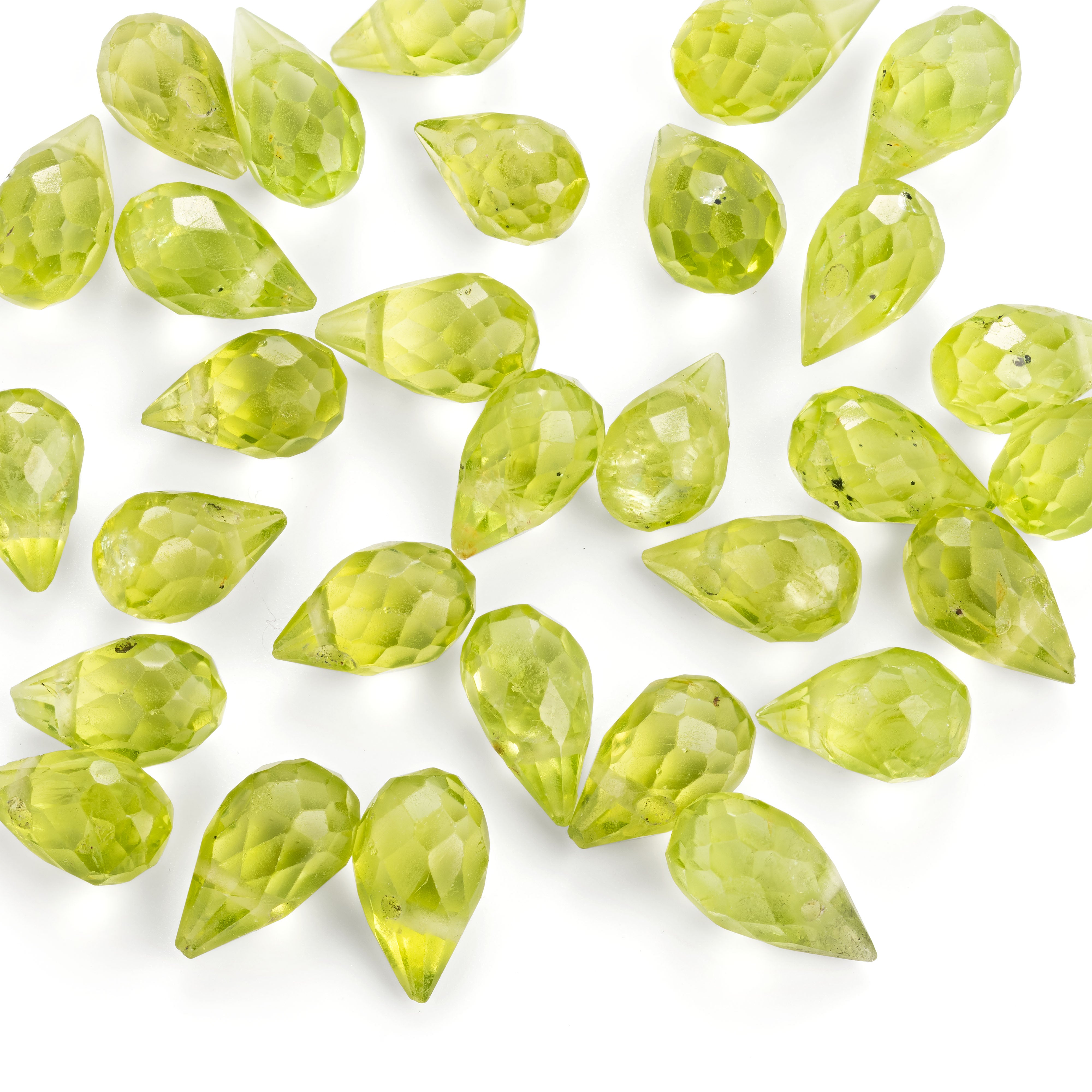 Peridot Faceted Drop Briolette Beads Approx 5x3mm