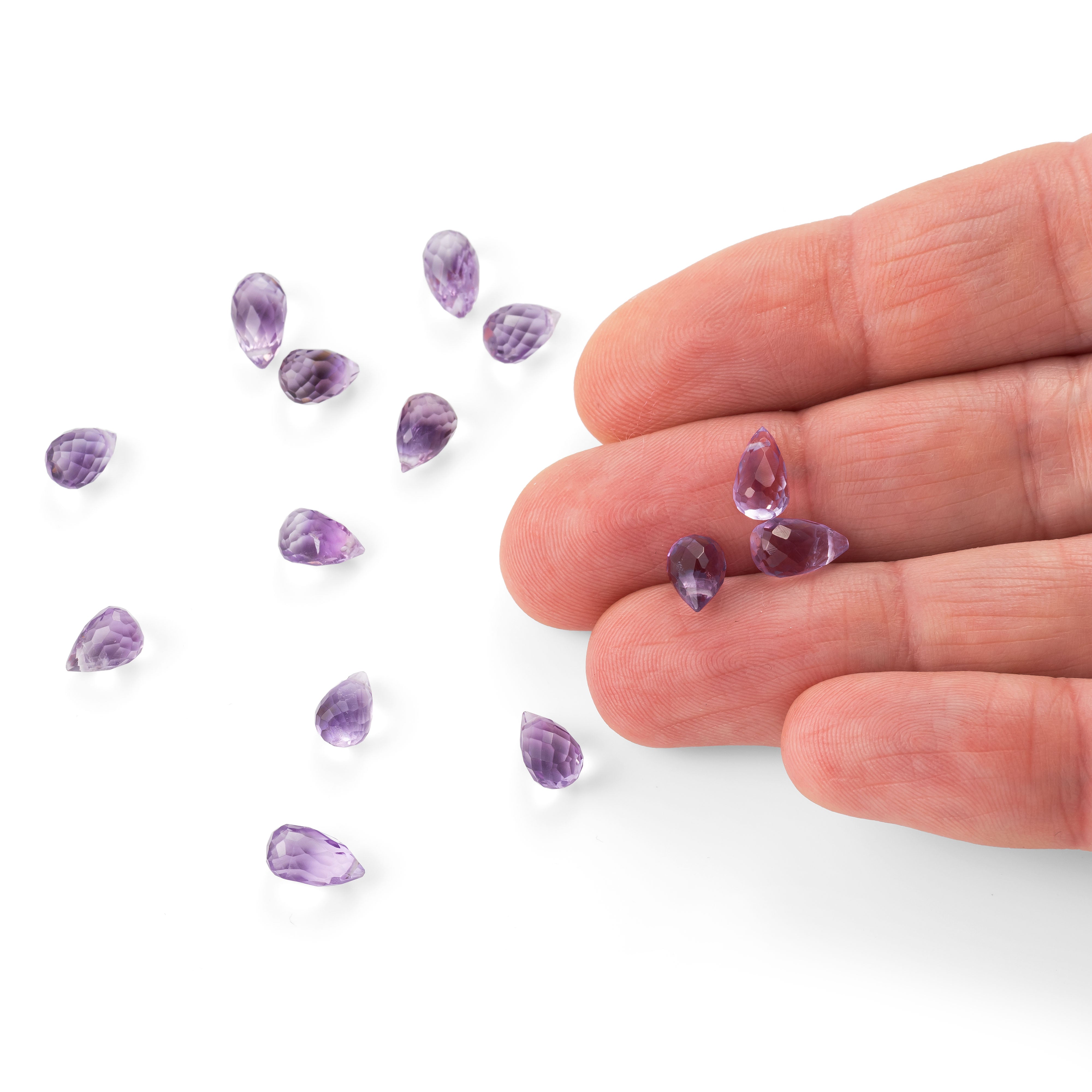 Pink Amethyst Faceted Drop Briolette Beads Approx 6mm pk10 Beads