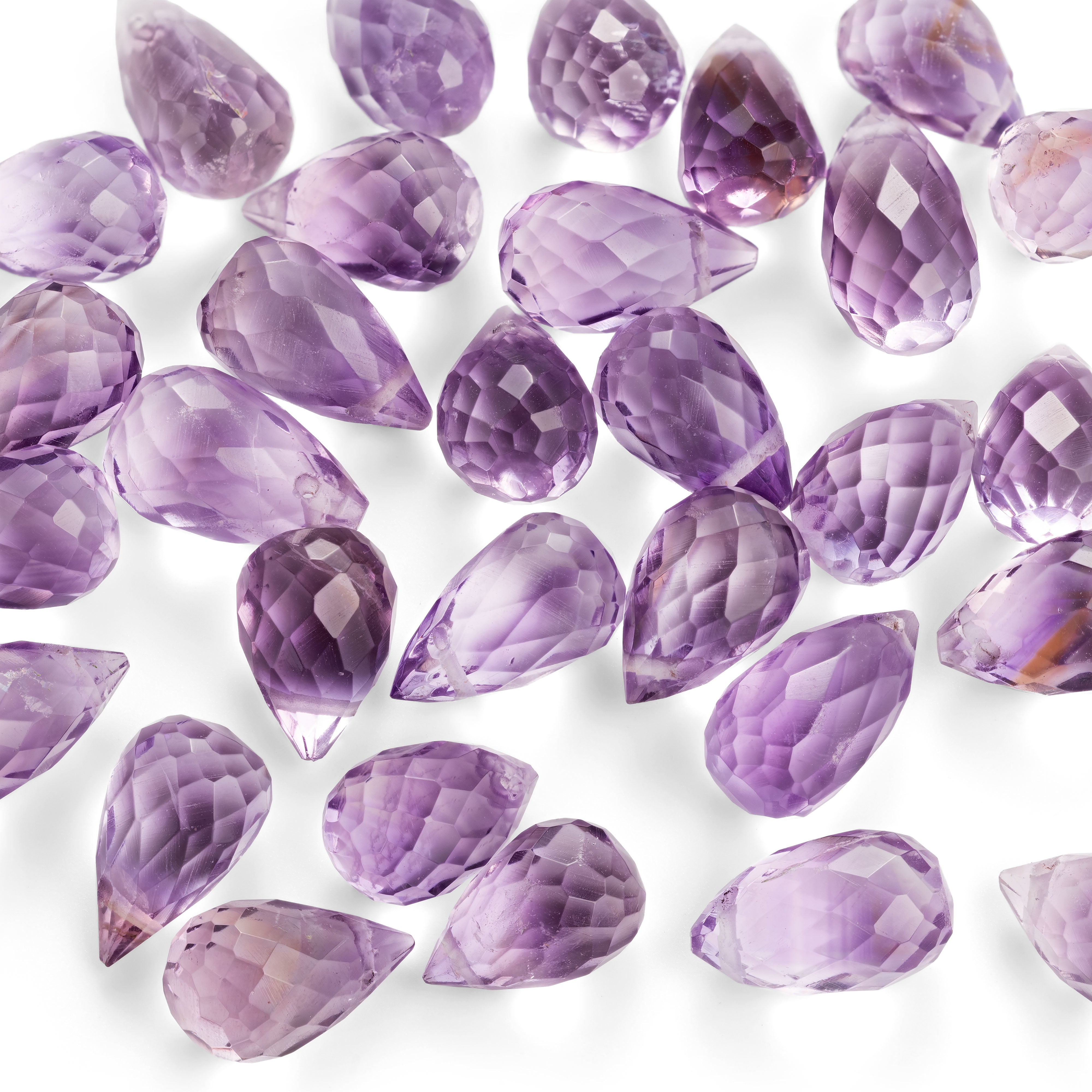 Pink Amethyst Faceted Drop Briolette Beads Approx 6mm pk10 Beads