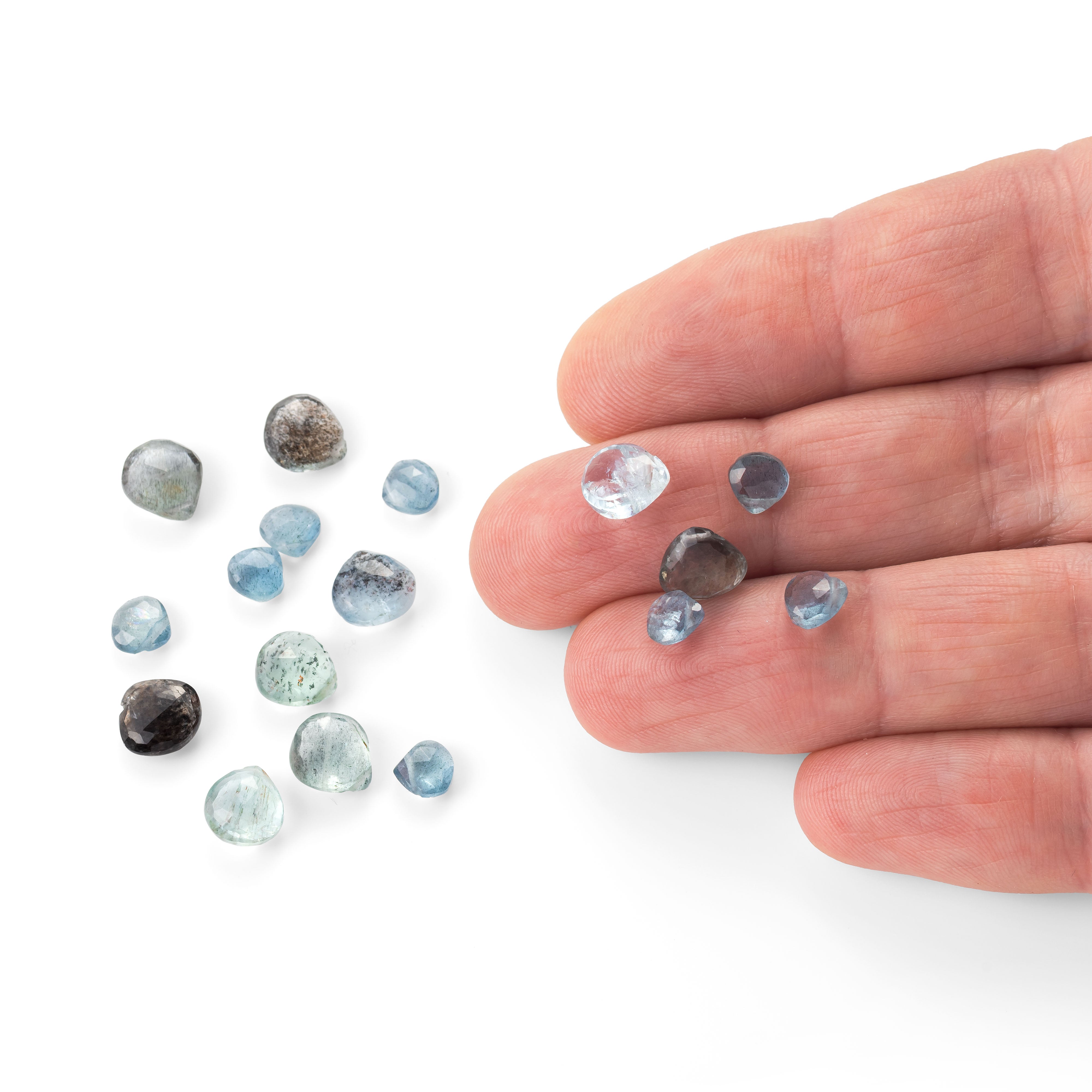 Moss Aquamarine Faceted Heart Briolette Beads