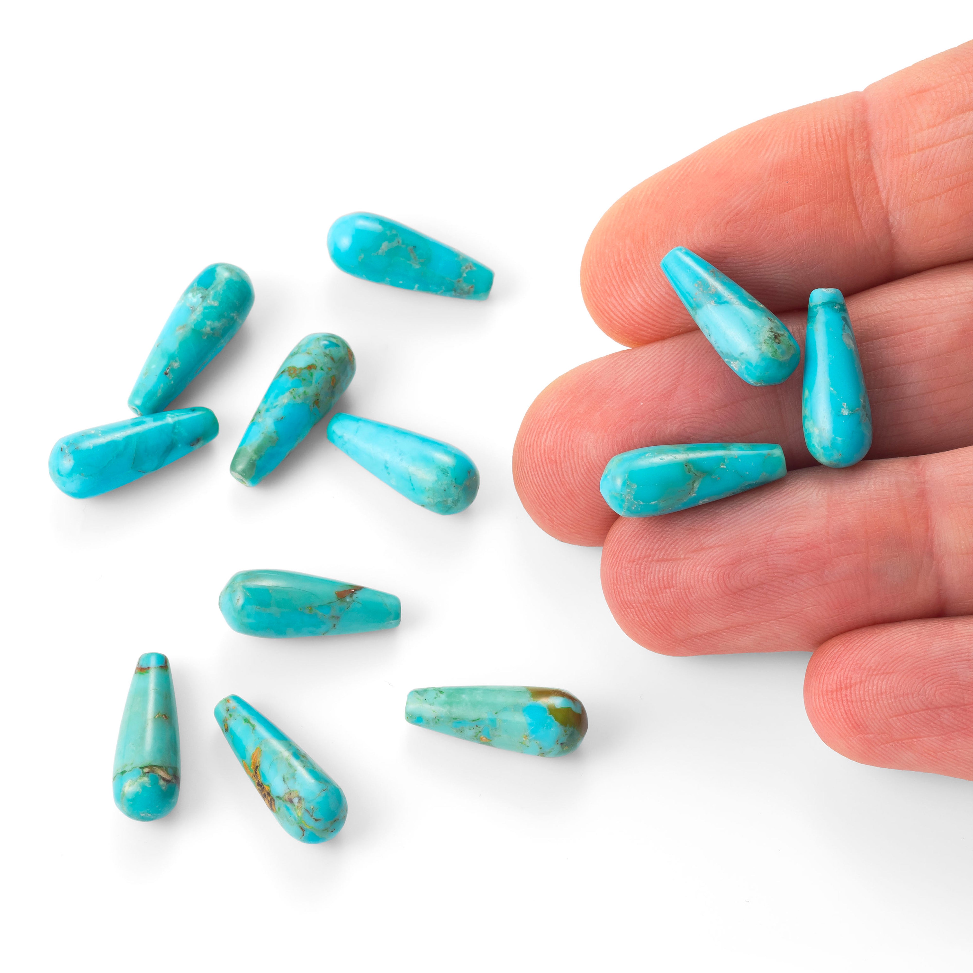 Chinese Turquoise Top Drilled Teardrop Gemstone Beads 16x6mm