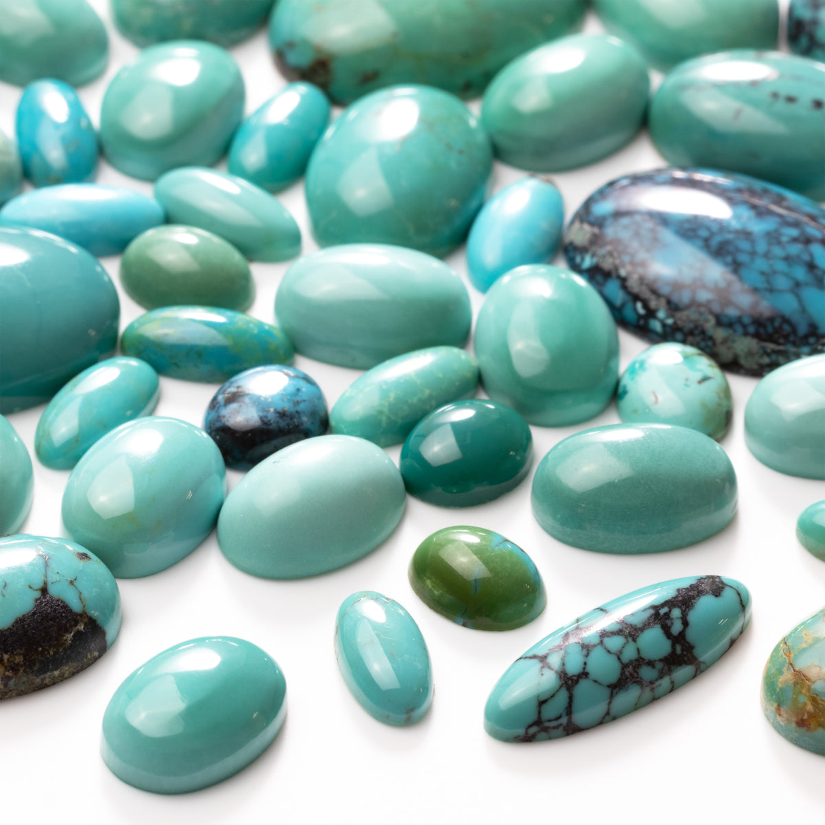 Chinese Spiderweb Matrix Turquoise Cabochons