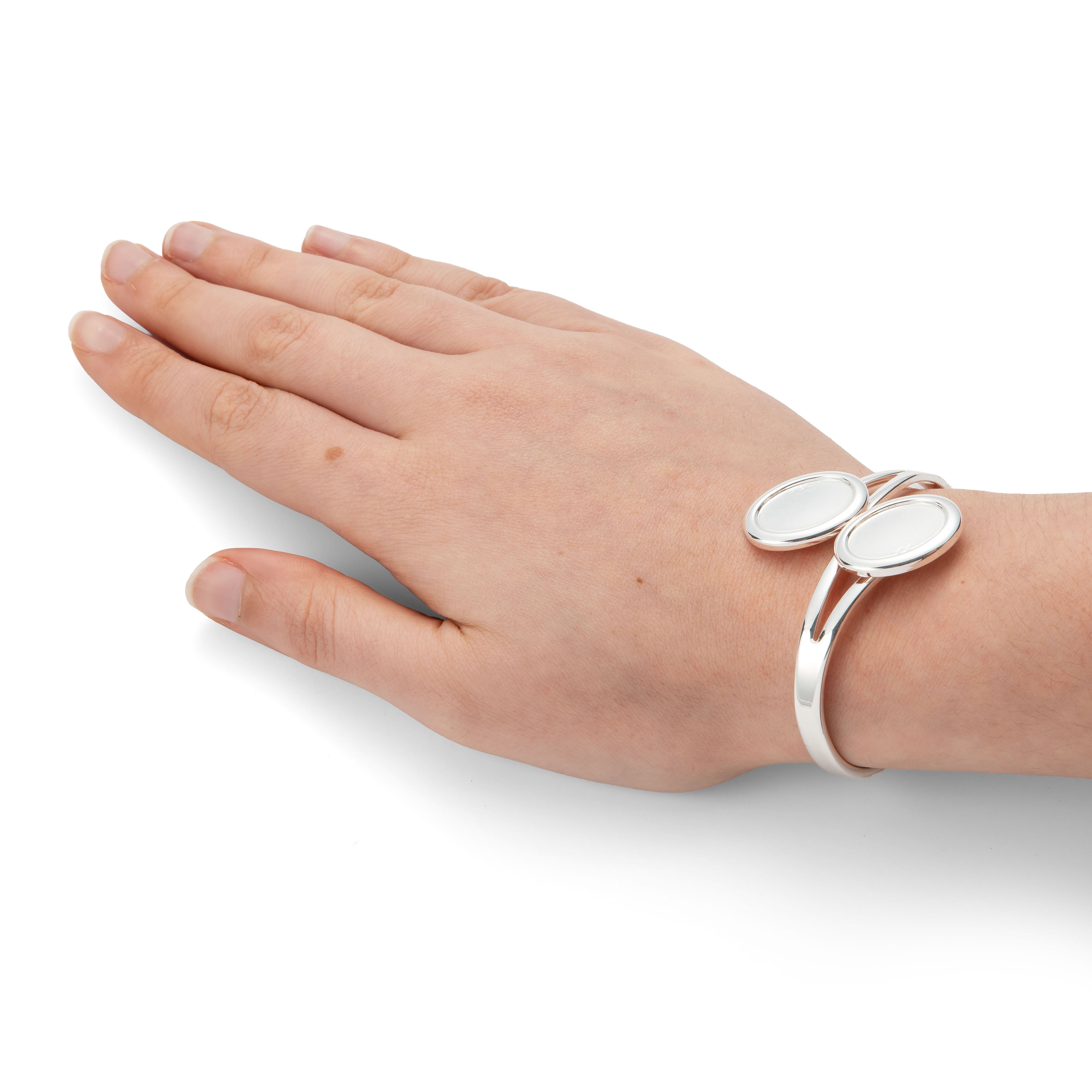 Silver Plated Bangle Setting For 18x13mm Cabochon Stones