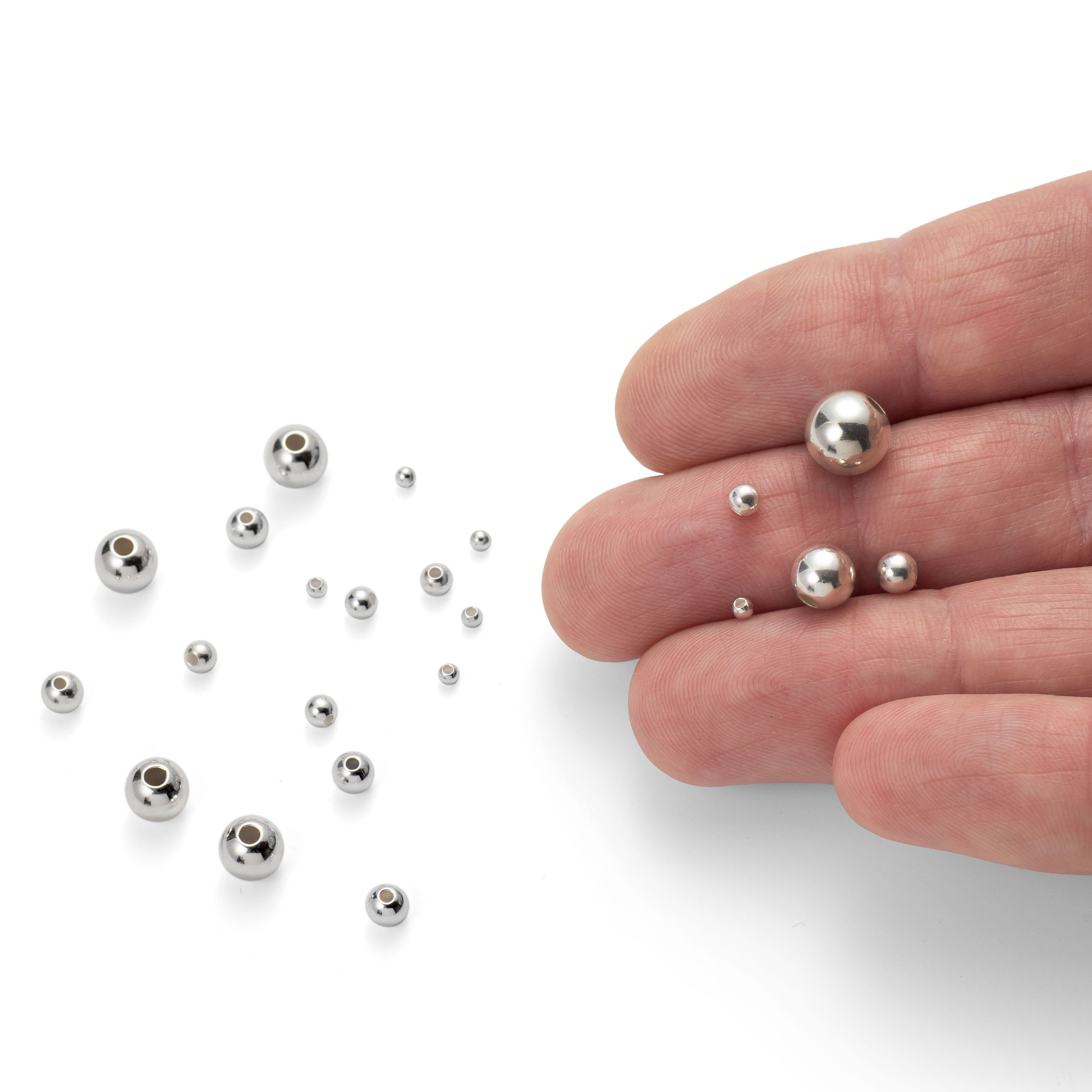 Sterling Silver Plain Round Beads