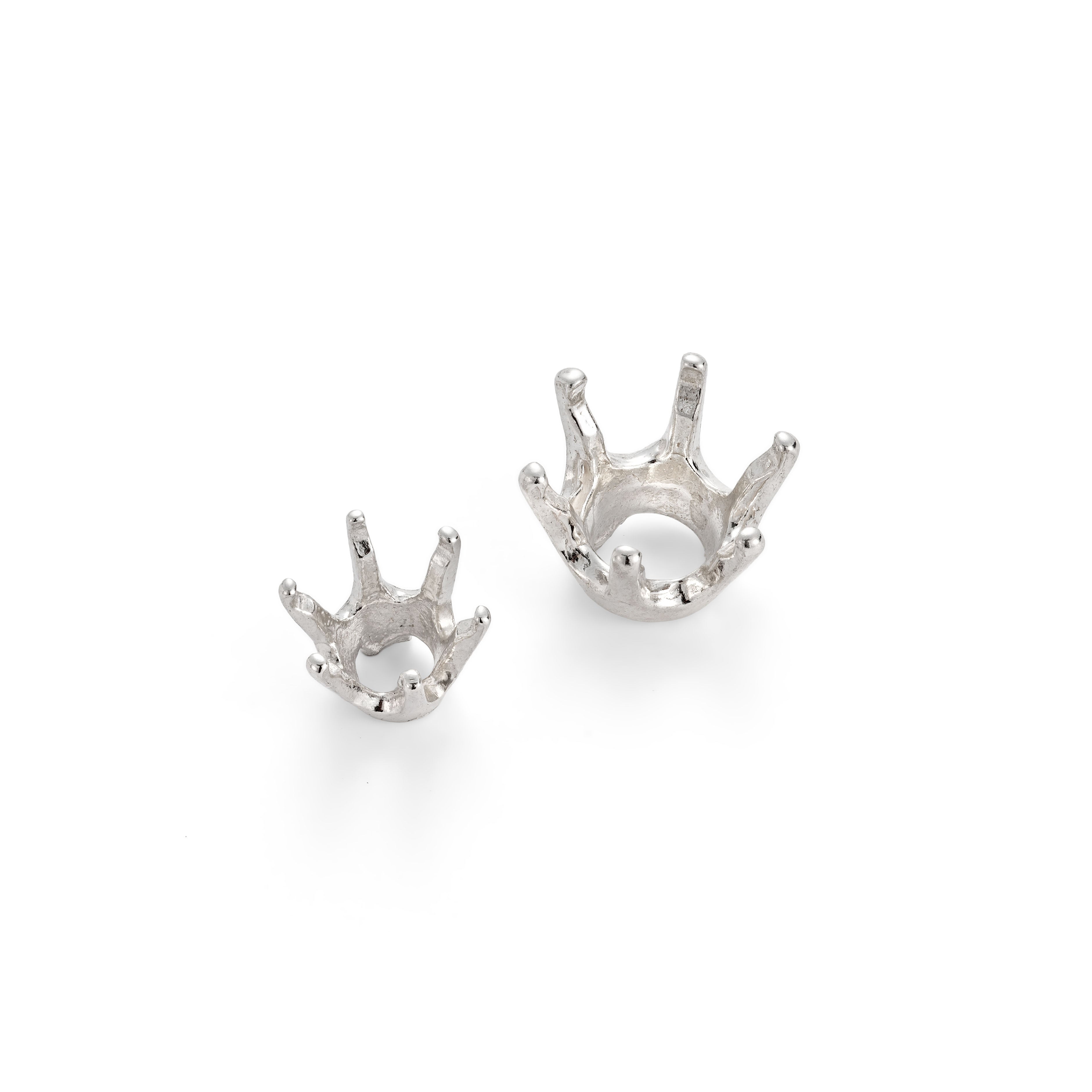 Sterling Silver Pre-Notched 6-Prong Crown Settings For Faceted Stones