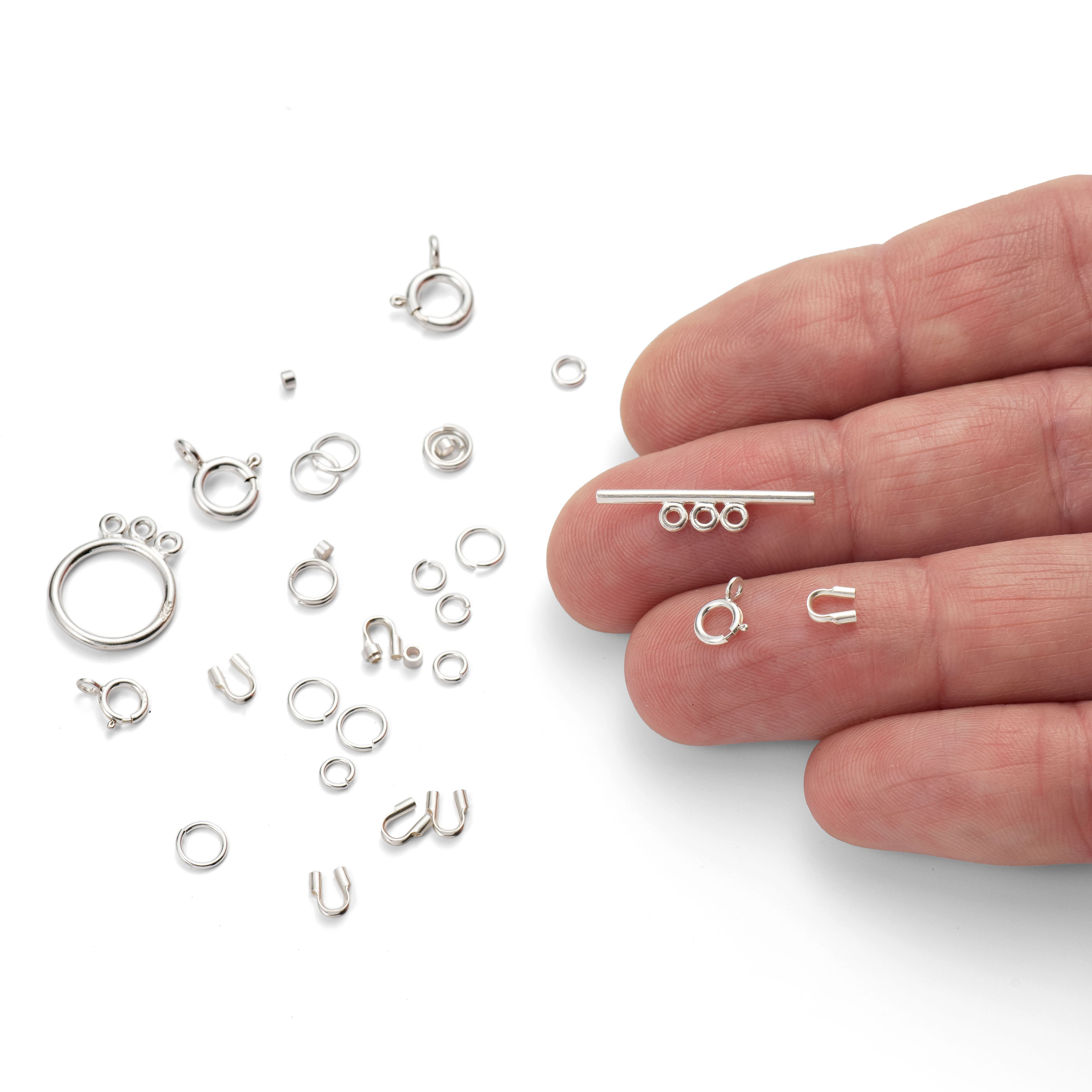 Assorted Sterling Silver Findings Pack For Necklets And Bracelets 25 Pieces
