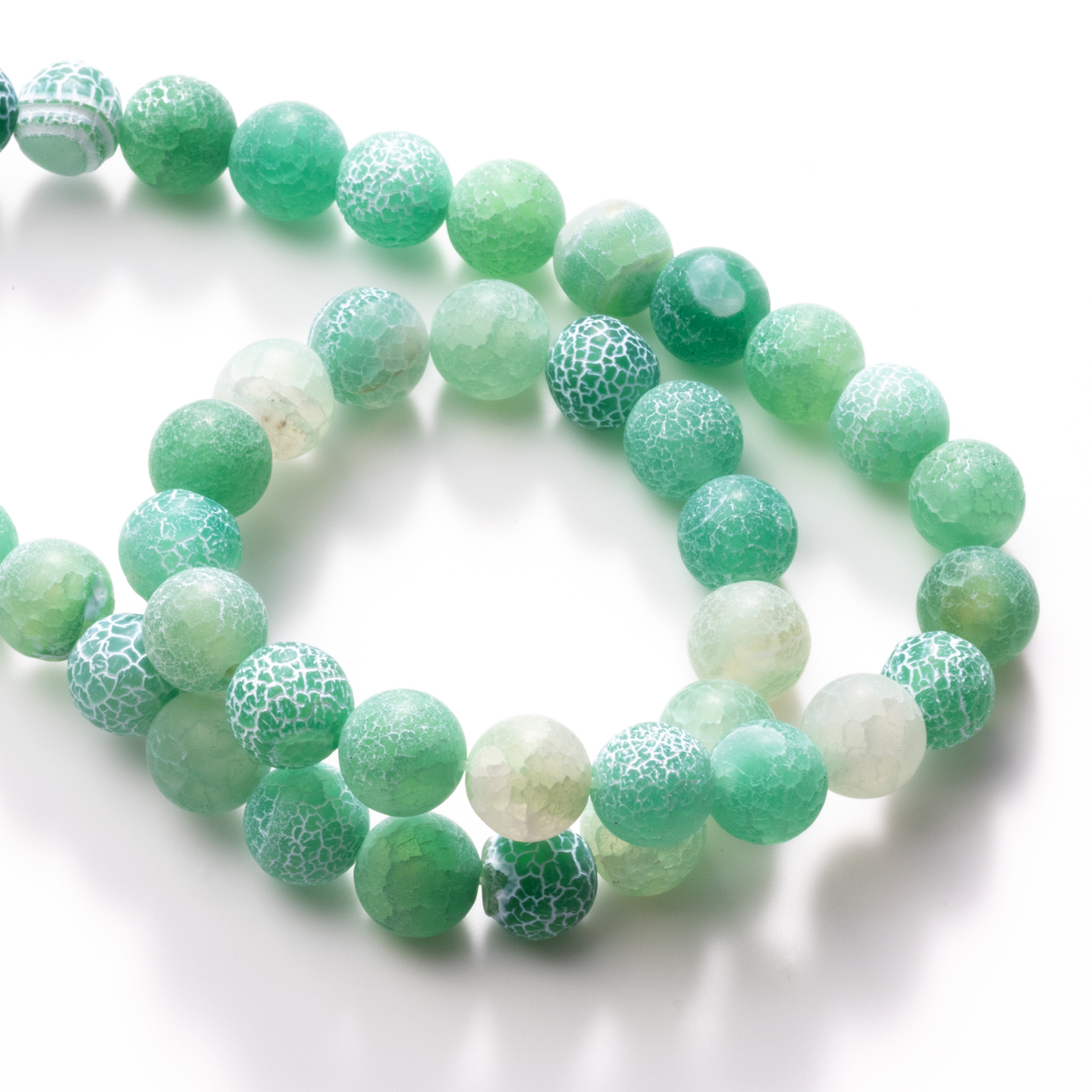 Sea Green Frosted Cracked Agate Round Beads