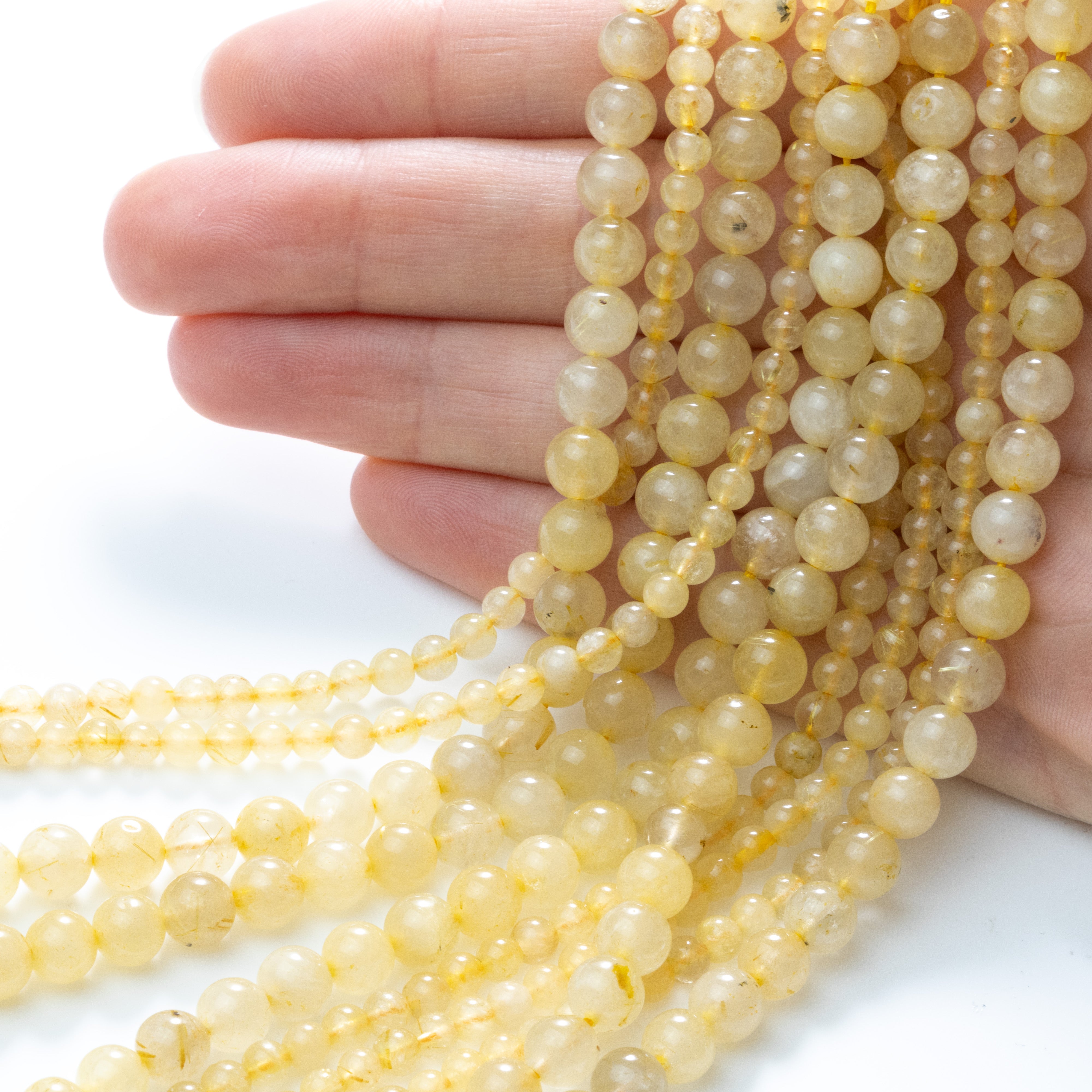 Golden Rutile Quartz Round Beads