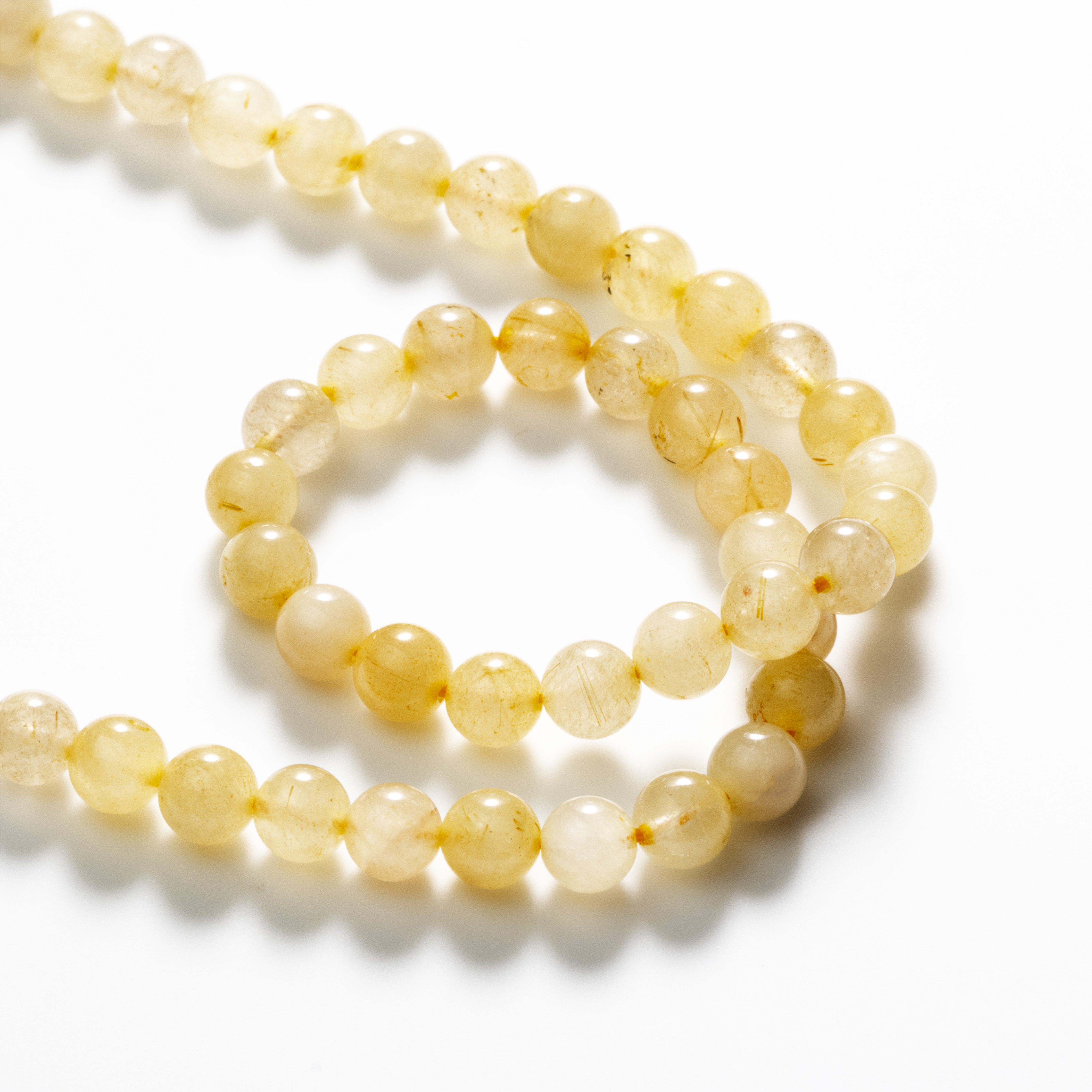 Golden Rutile Quartz Round Beads