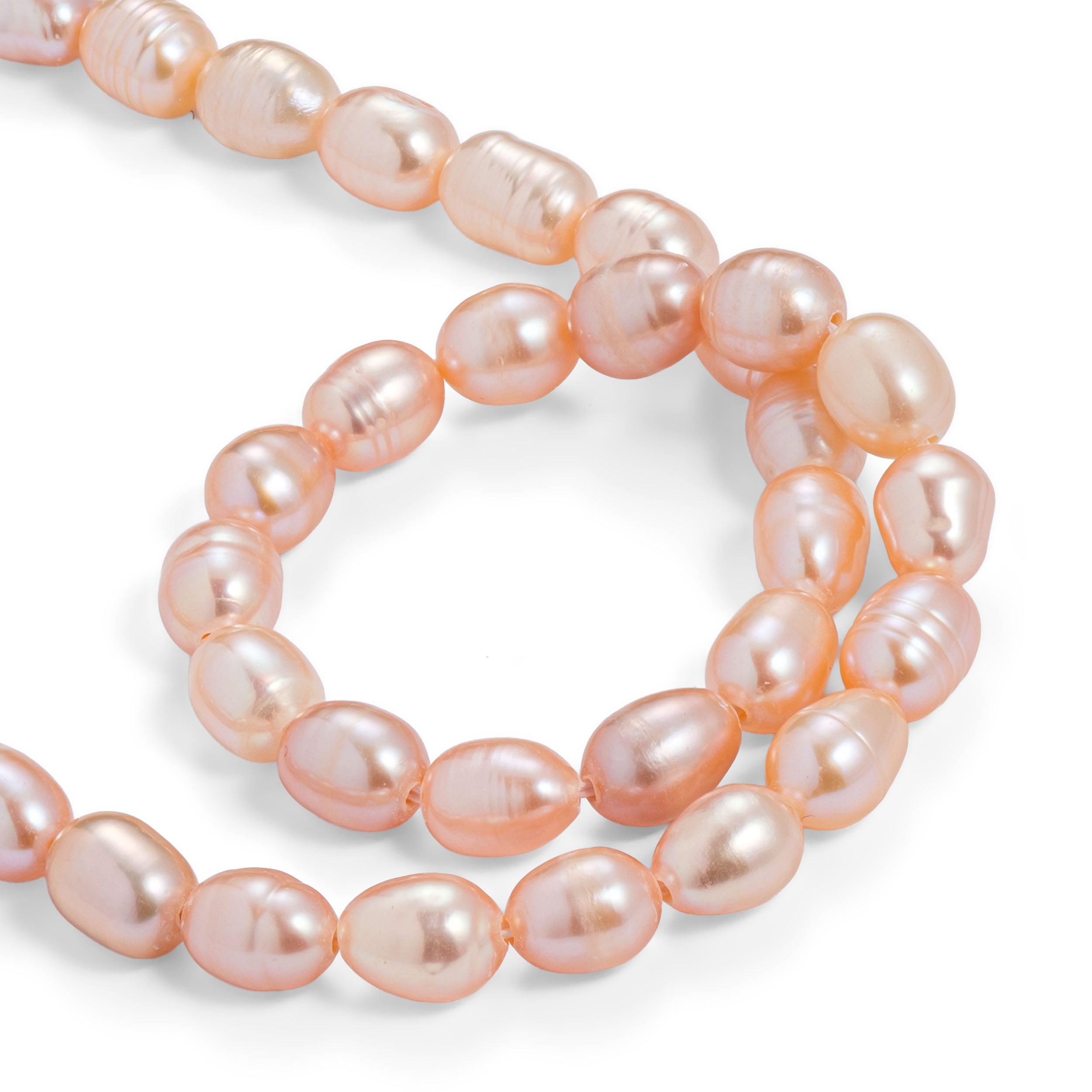 Cultured Freshwater Rustic Peach Rice Pearls Approx 6x5mm