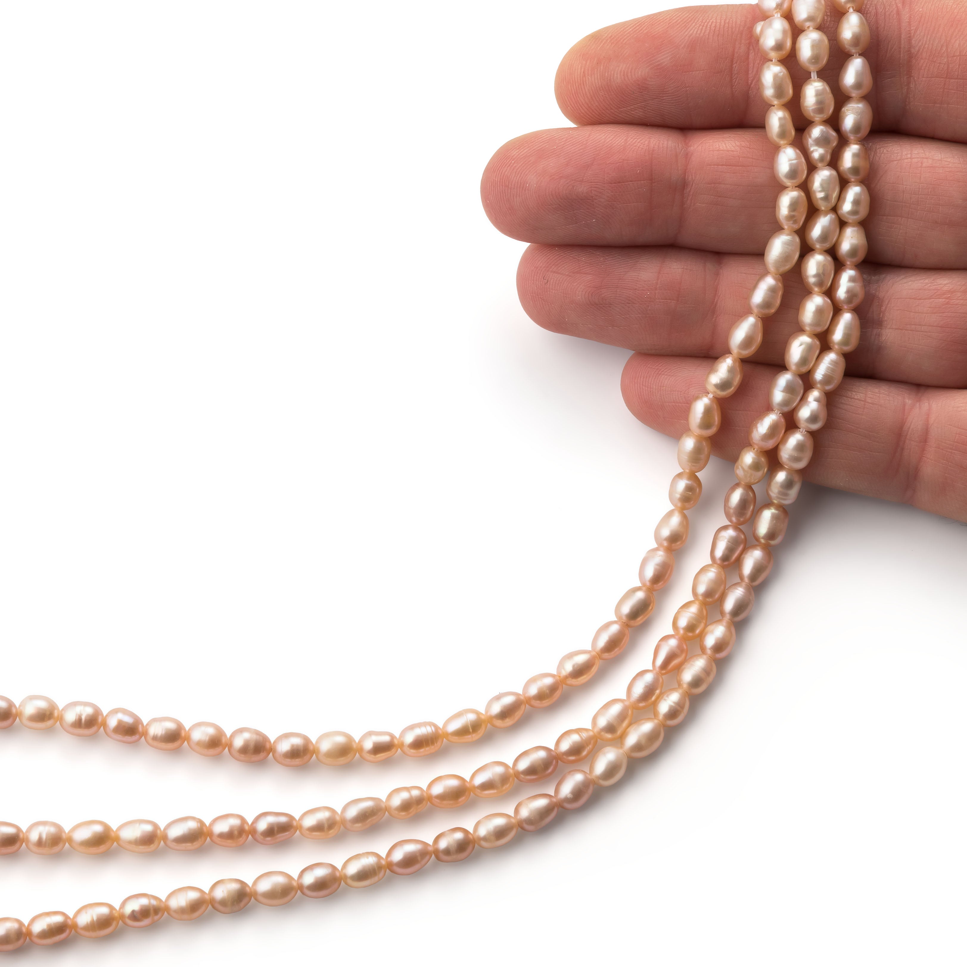 Cultured Freshwater Rustic Peach Rice Pearls Approx 6x5mm
