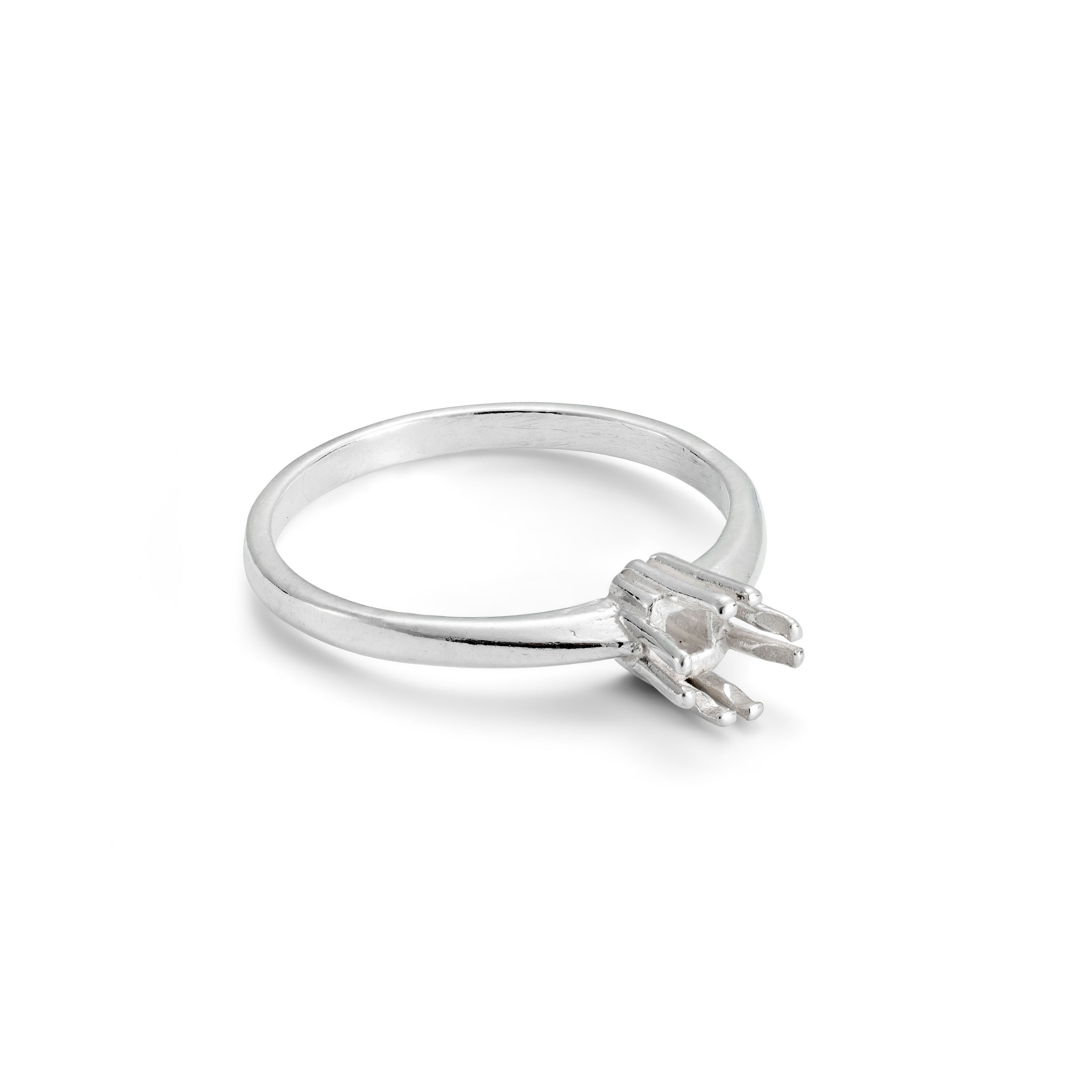 Sterling Silver Claw Ring For 5mm Square Faceted Stone