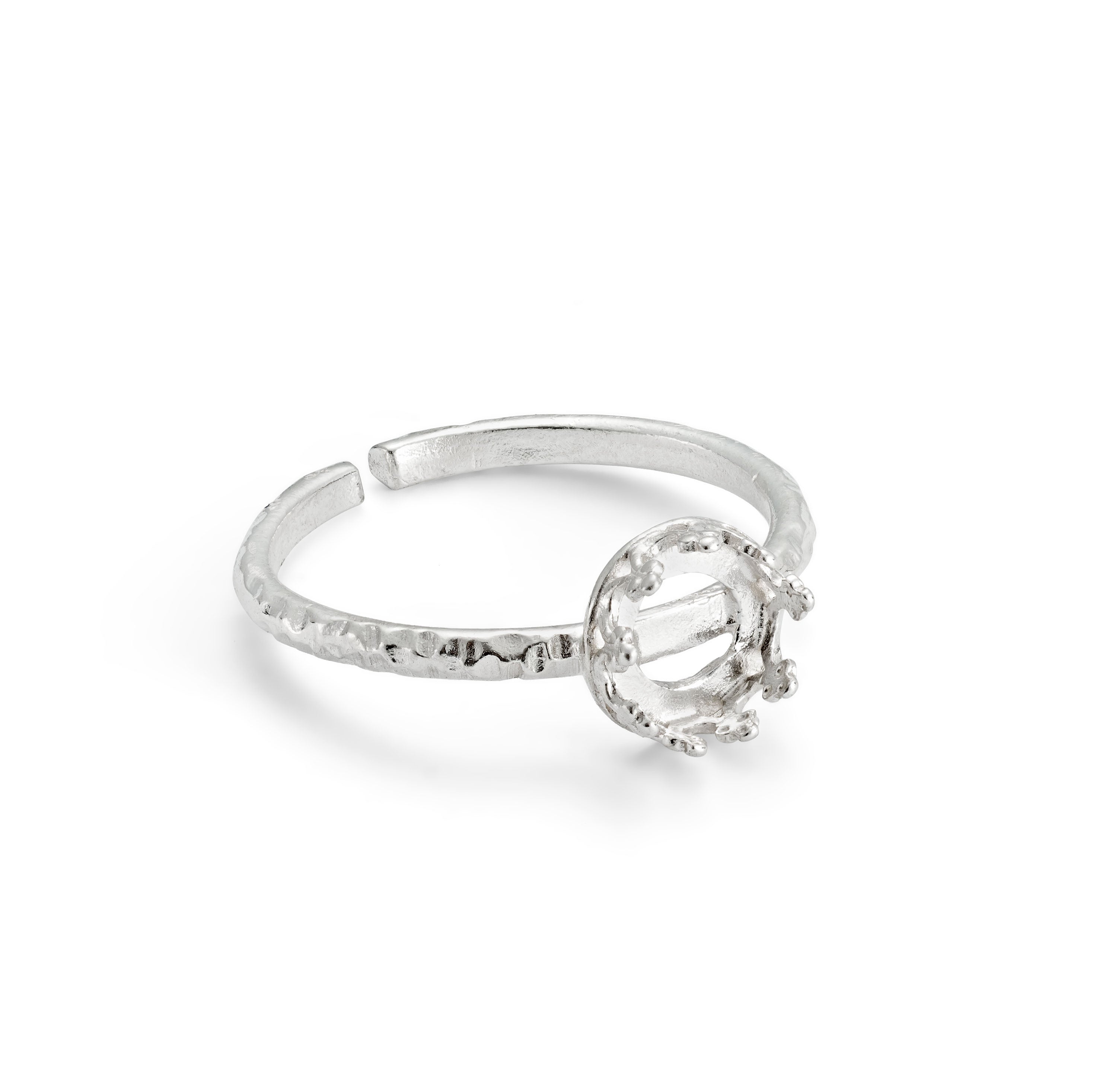 Sterling Silver Adjustable Gallery Wire Ring For 6mm Round Cabochon