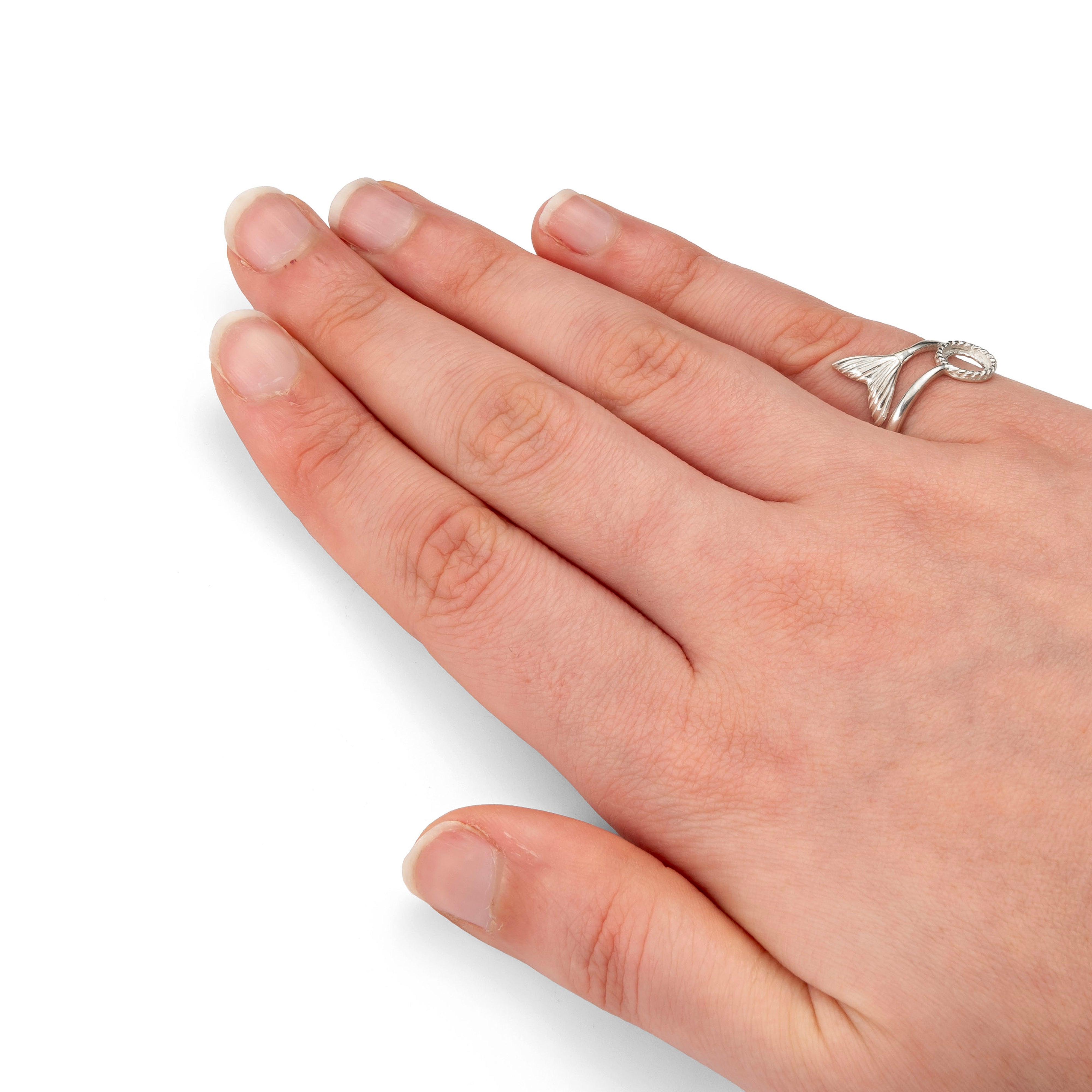 Sterling Silver Adjustable Mermaid Tail Ring Setting For 6mm Round Cabochon