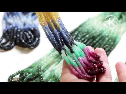 Shaded Sapphire, Ruby And Emerald Faceted Rondelle Beads | Kernowrcraft